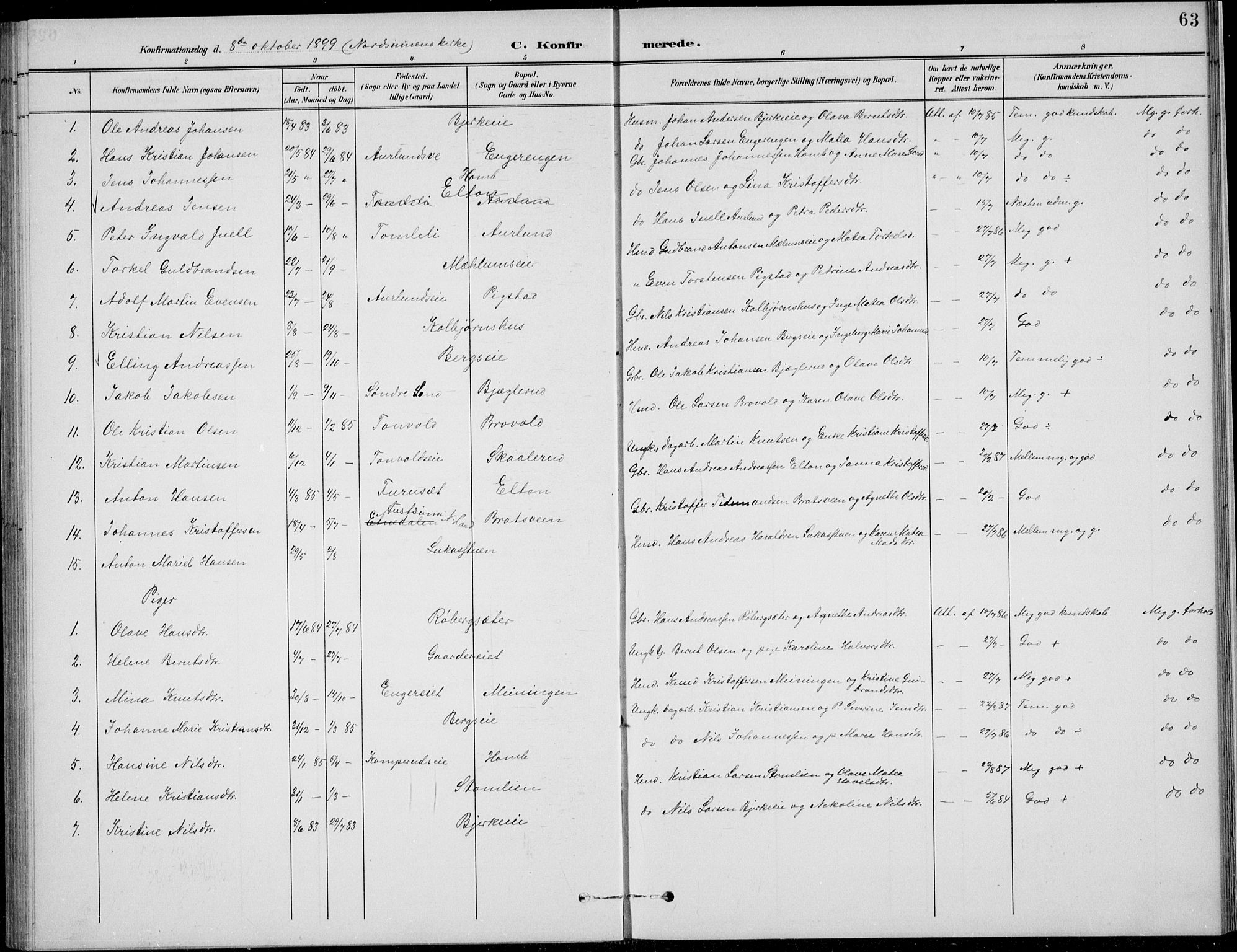 Nordre Land prestekontor, AV/SAH-PREST-124/H/Ha/Hab/L0014: Parish register (copy) no. 14, 1891-1907, p. 63