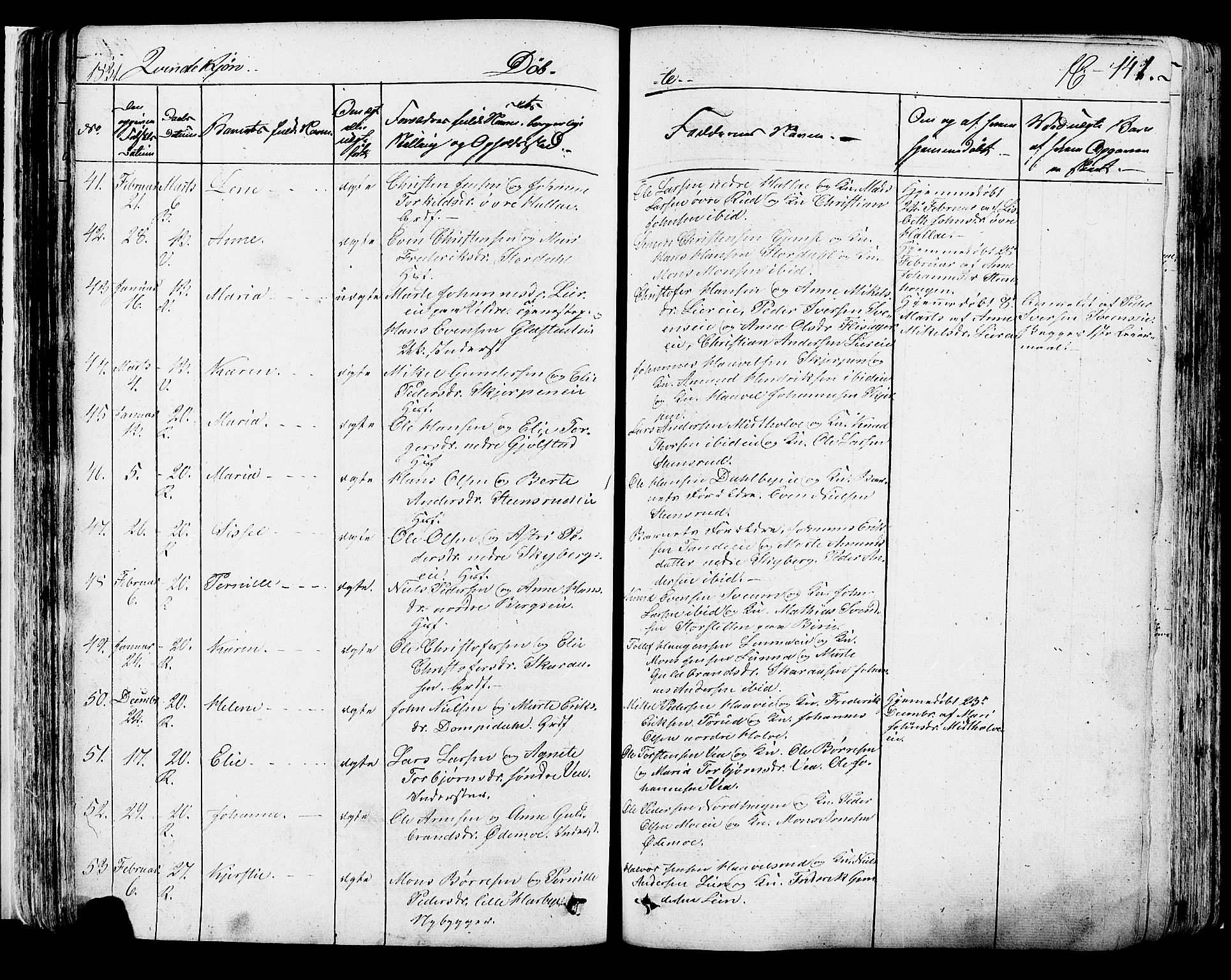 Ringsaker prestekontor, AV/SAH-PREST-014/K/Ka/L0007: Parish register (official) no. 7A, 1826-1837, p. 141