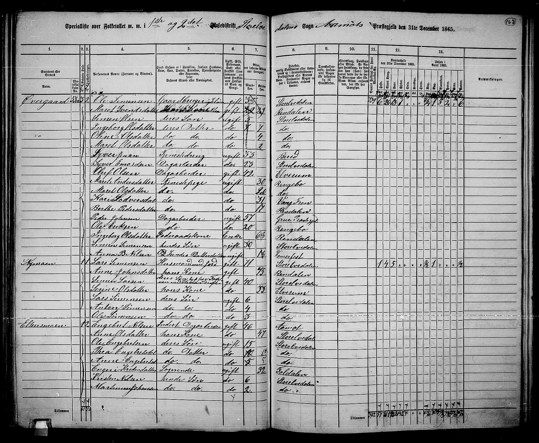 RA, 1865 census for Åmot, 1865, p. 142