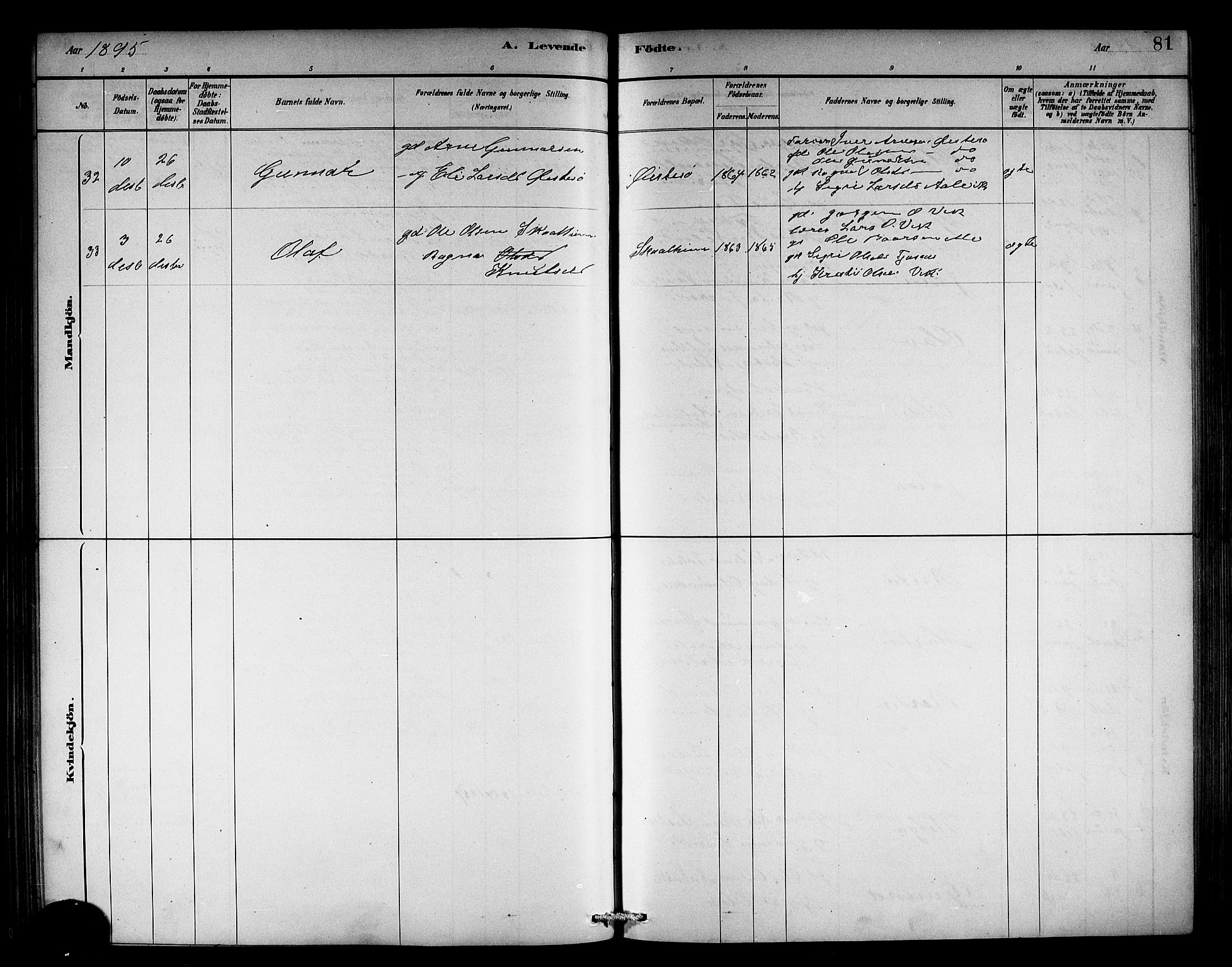 Kvam sokneprestembete, SAB/A-76201/H/Hab: Parish register (copy) no. C 3, 1881-1905, p. 81