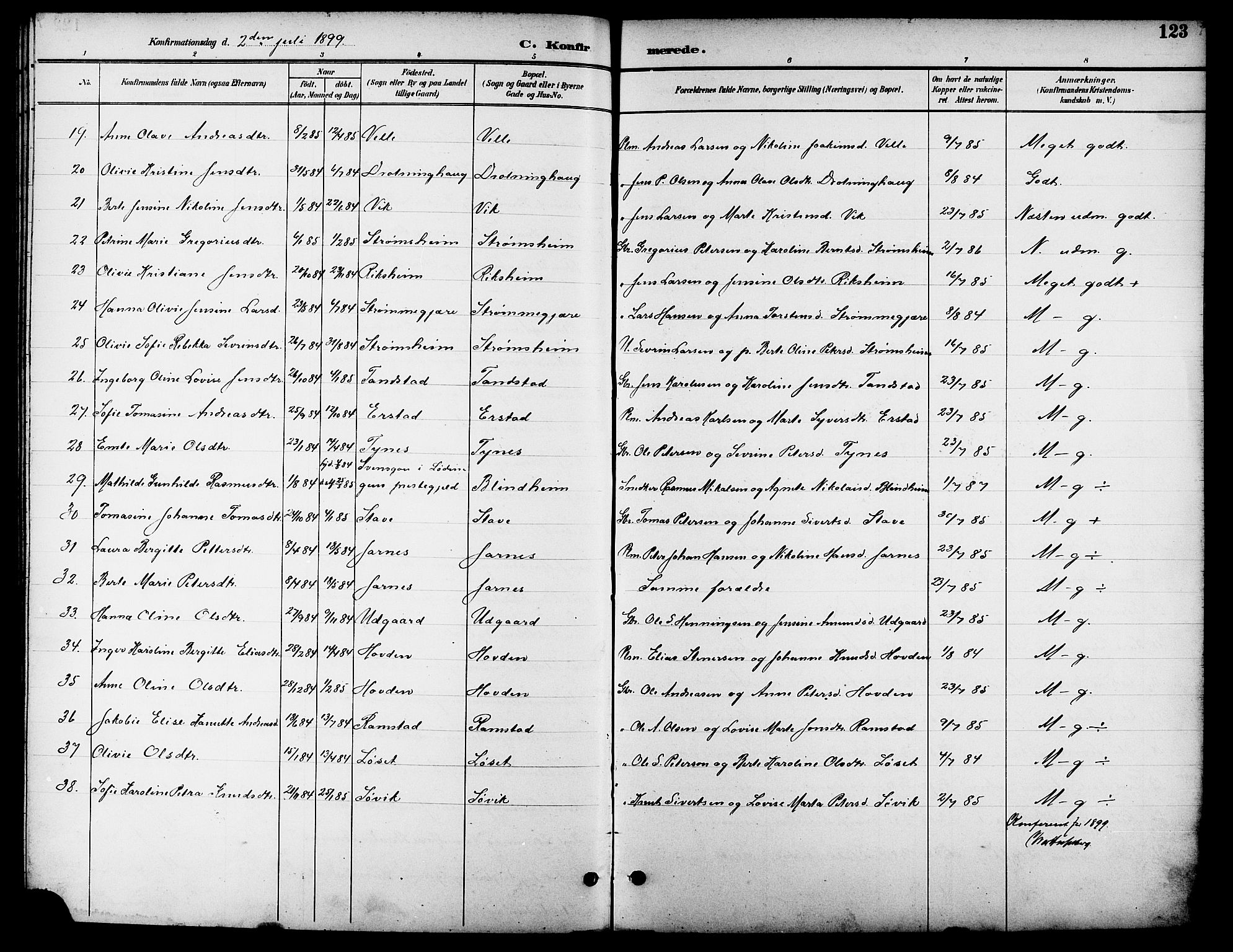 Ministerialprotokoller, klokkerbøker og fødselsregistre - Møre og Romsdal, SAT/A-1454/523/L0340: Parish register (copy) no. 523C03, 1892-1902, p. 123