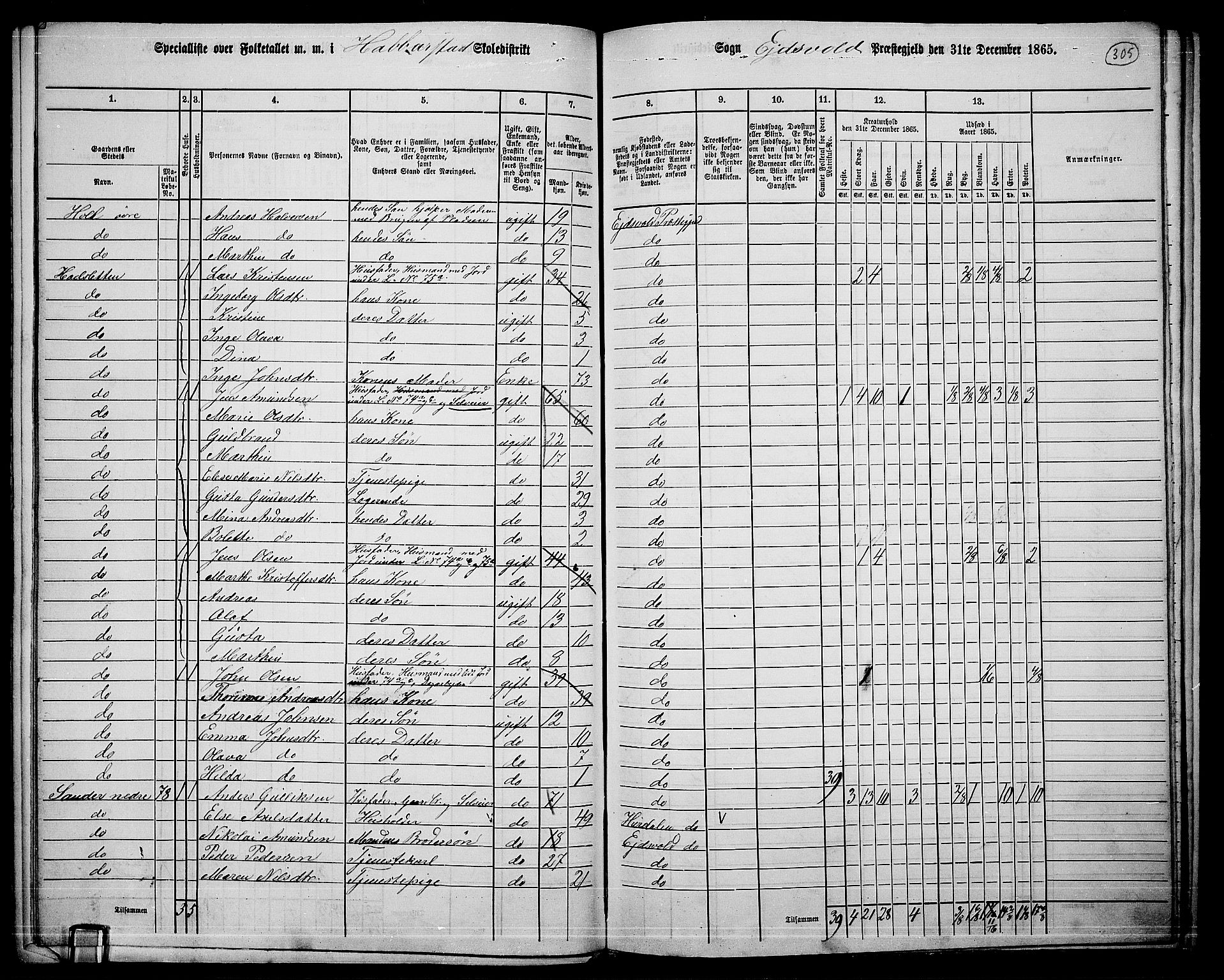 RA, 1865 census for Eidsvoll, 1865, p. 271