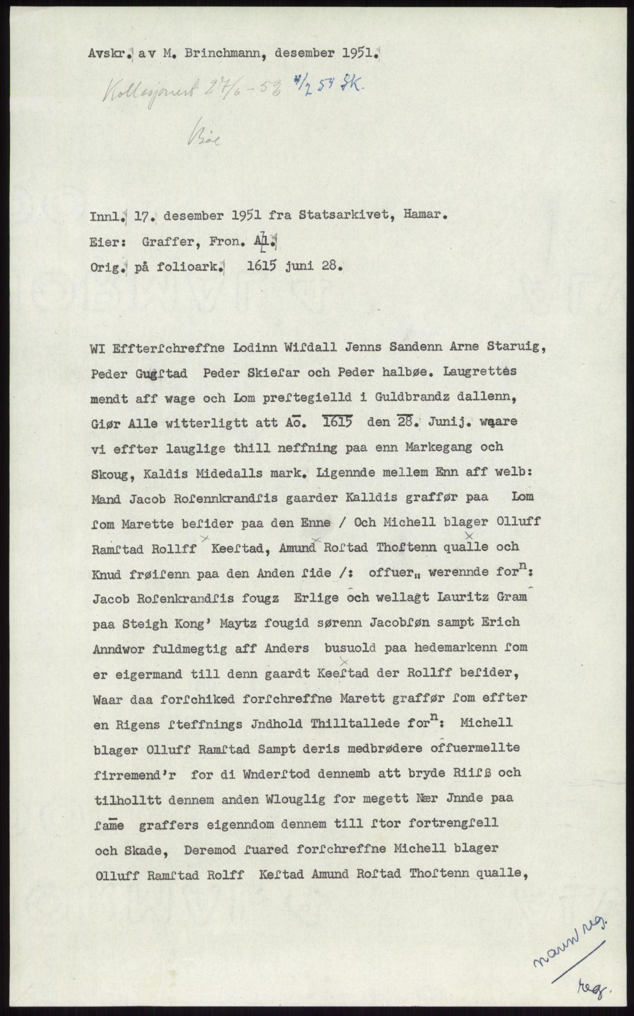 Samlinger til kildeutgivelse, Diplomavskriftsamlingen, AV/RA-EA-4053/H/Ha, p. 2306