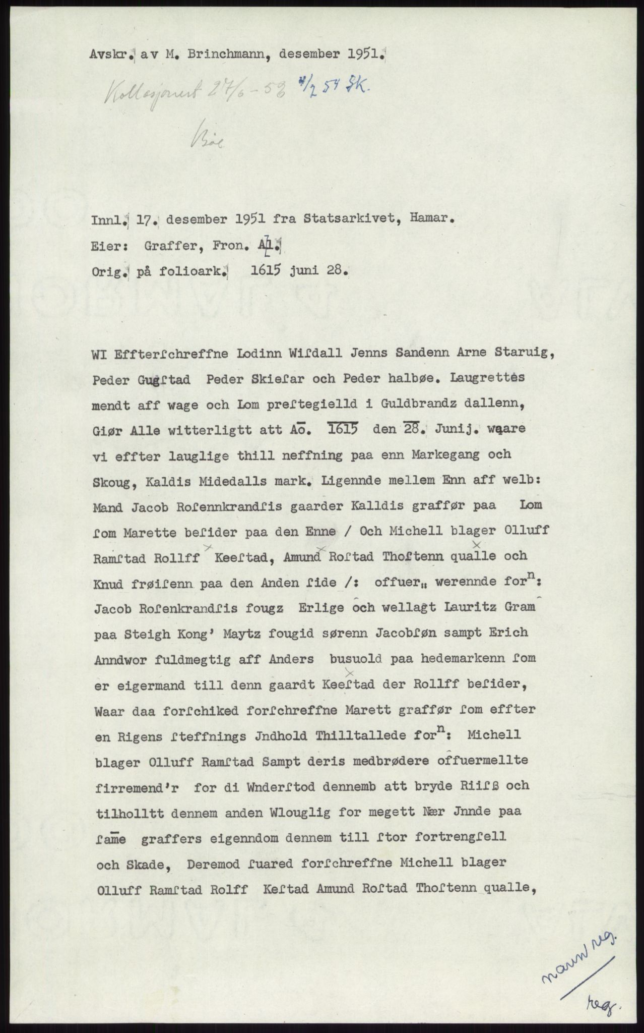 Samlinger til kildeutgivelse, Diplomavskriftsamlingen, RA/EA-4053/H/Ha, p. 2306