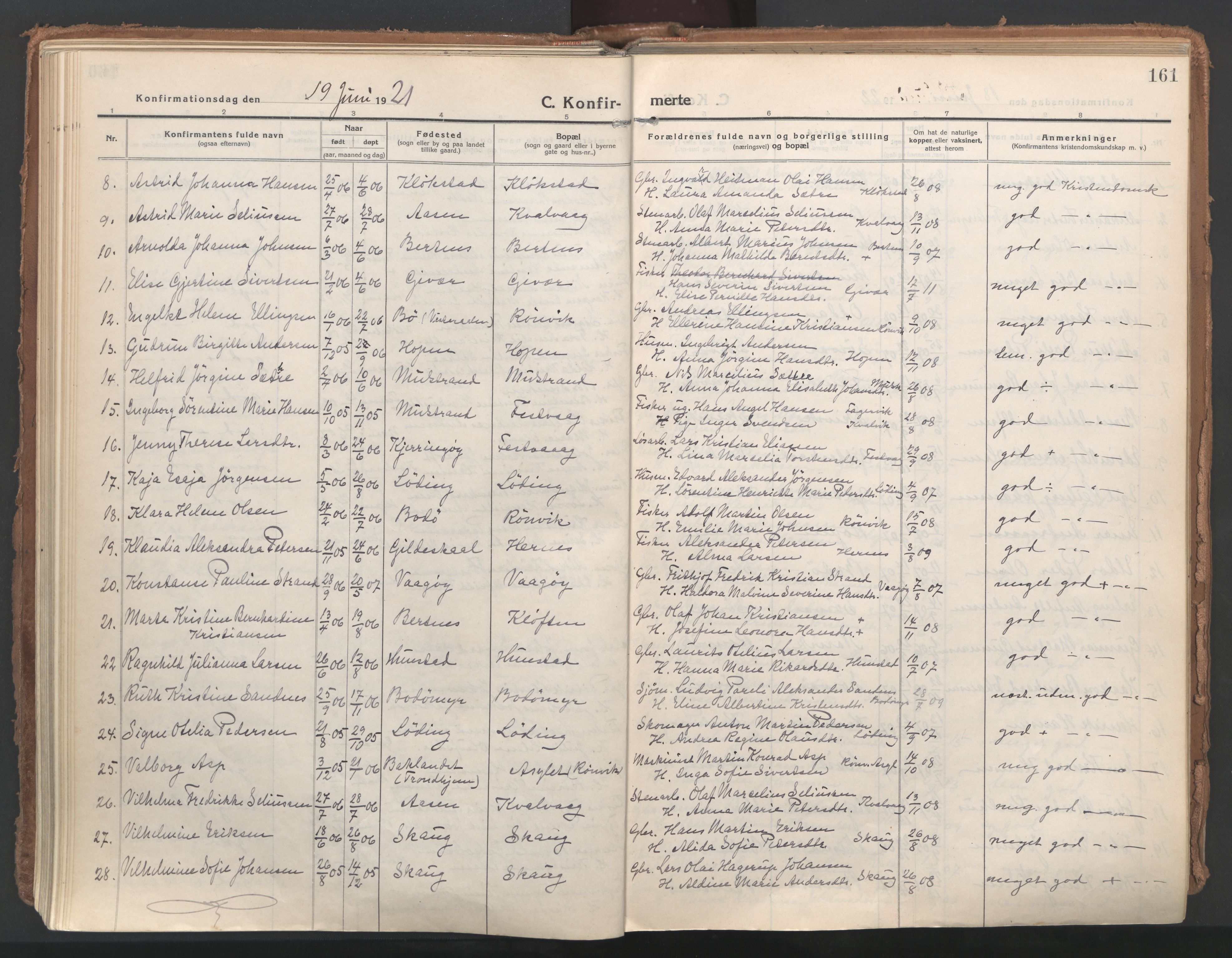 Ministerialprotokoller, klokkerbøker og fødselsregistre - Nordland, SAT/A-1459/802/L0060: Parish register (official) no. 802A07, 1916-1933, p. 161
