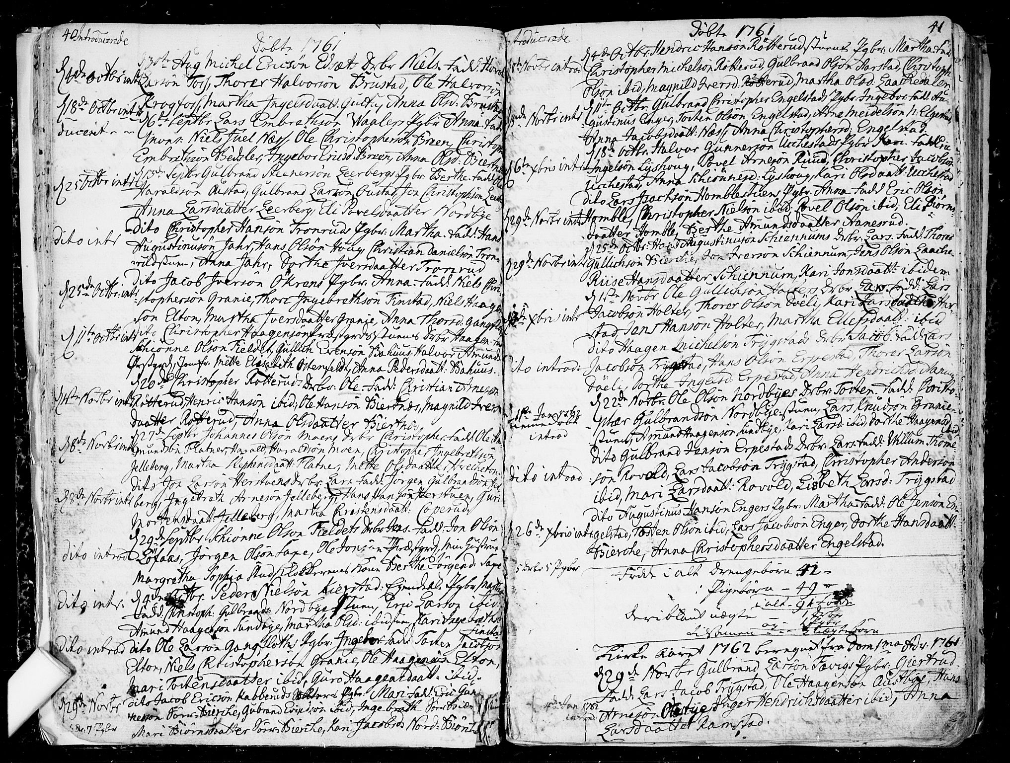 Nannestad prestekontor Kirkebøker, SAO/A-10414a/F/Fa/L0007: Parish register (official) no. I 7, 1754-1791, p. 40-41