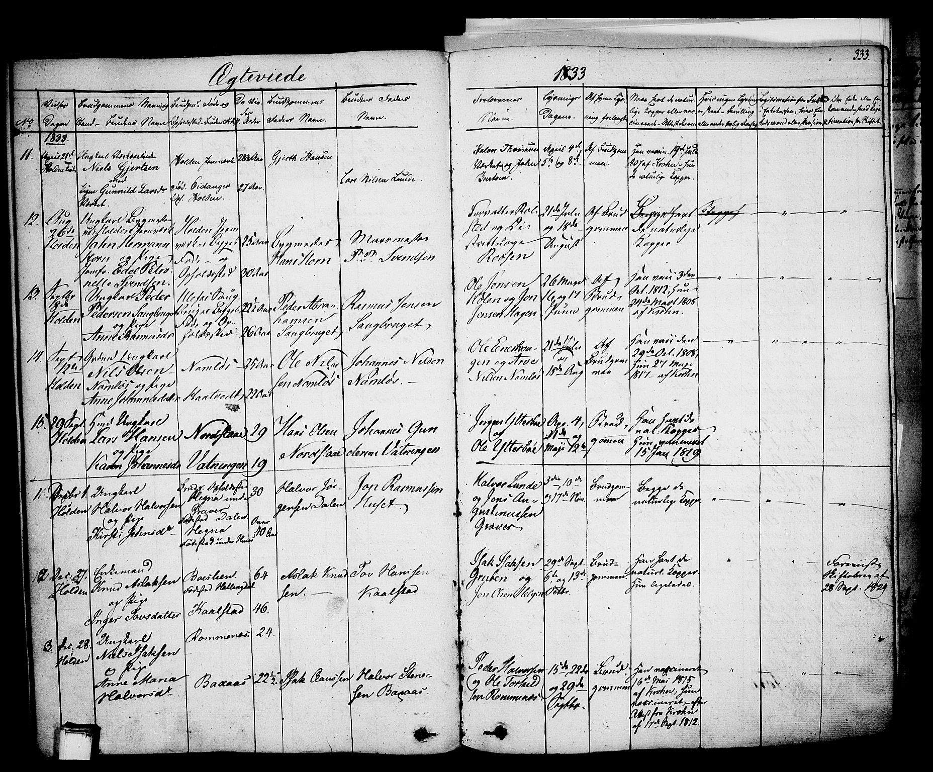 Holla kirkebøker, SAKO/A-272/F/Fa/L0004: Parish register (official) no. 4, 1830-1848, p. 333