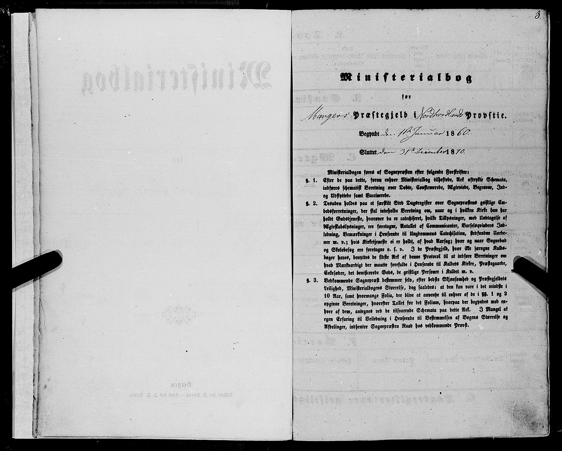 Manger sokneprestembete, SAB/A-76801/H/Haa: Parish register (official) no. A 7, 1860-1870, p. 3