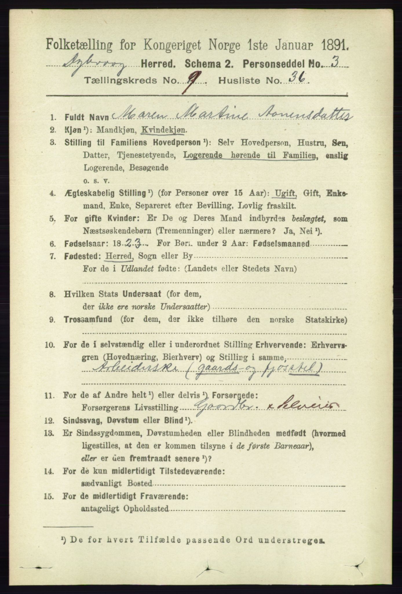 RA, 1891 census for 0915 Dypvåg, 1891, p. 3508