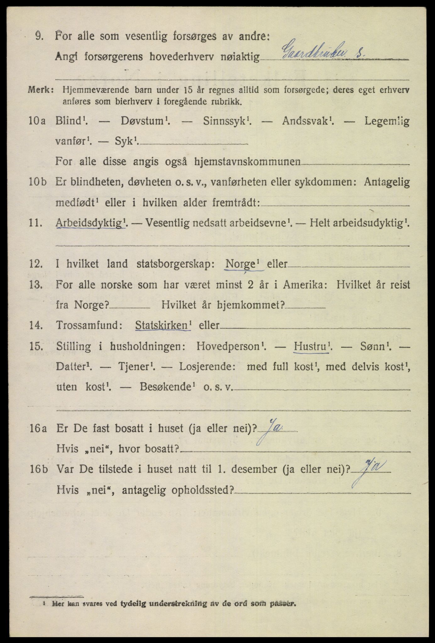 SAK, 1920 census for Gyland, 1920, p. 1639