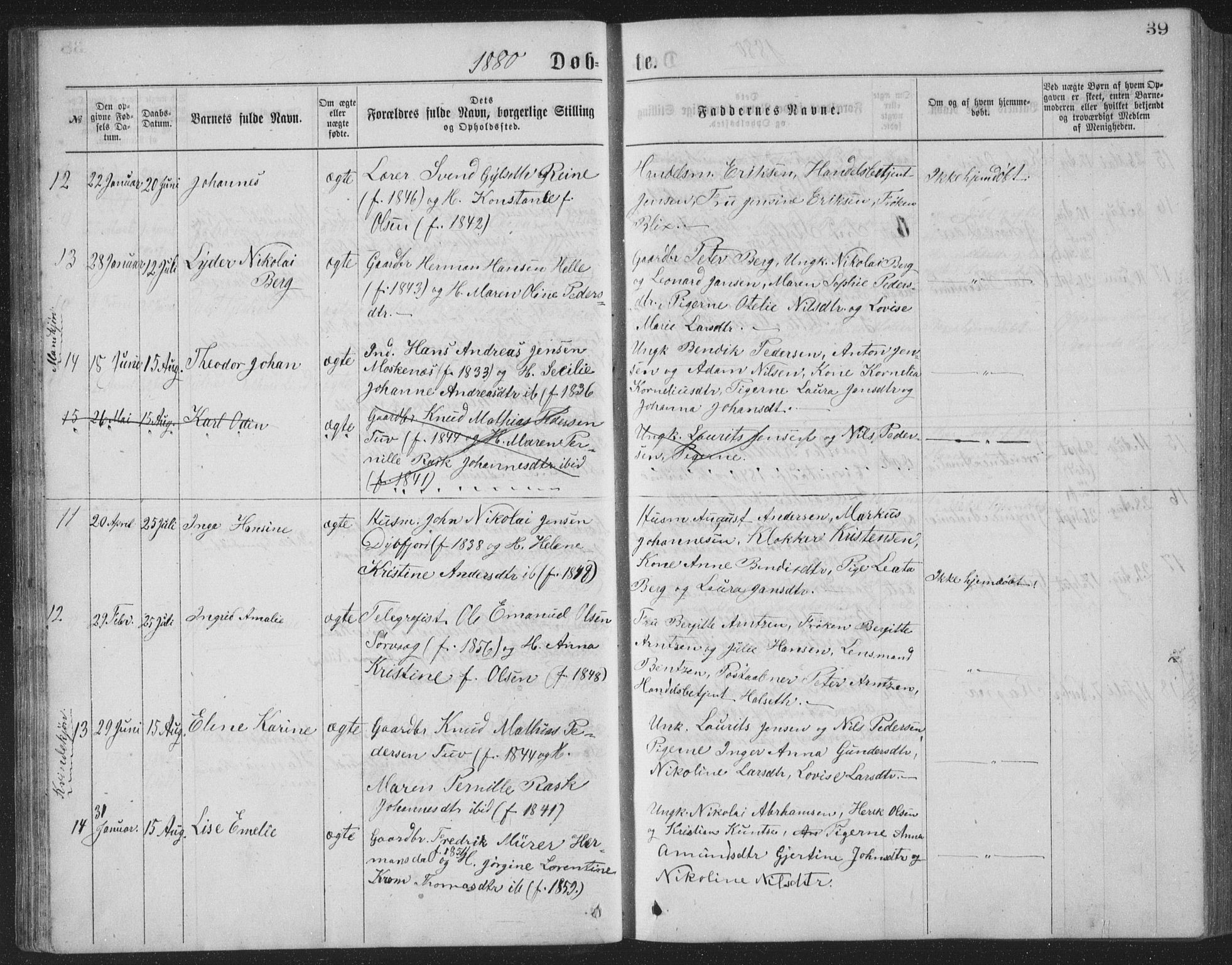 Ministerialprotokoller, klokkerbøker og fødselsregistre - Nordland, AV/SAT-A-1459/886/L1225: Parish register (copy) no. 886C02, 1874-1896, p. 39