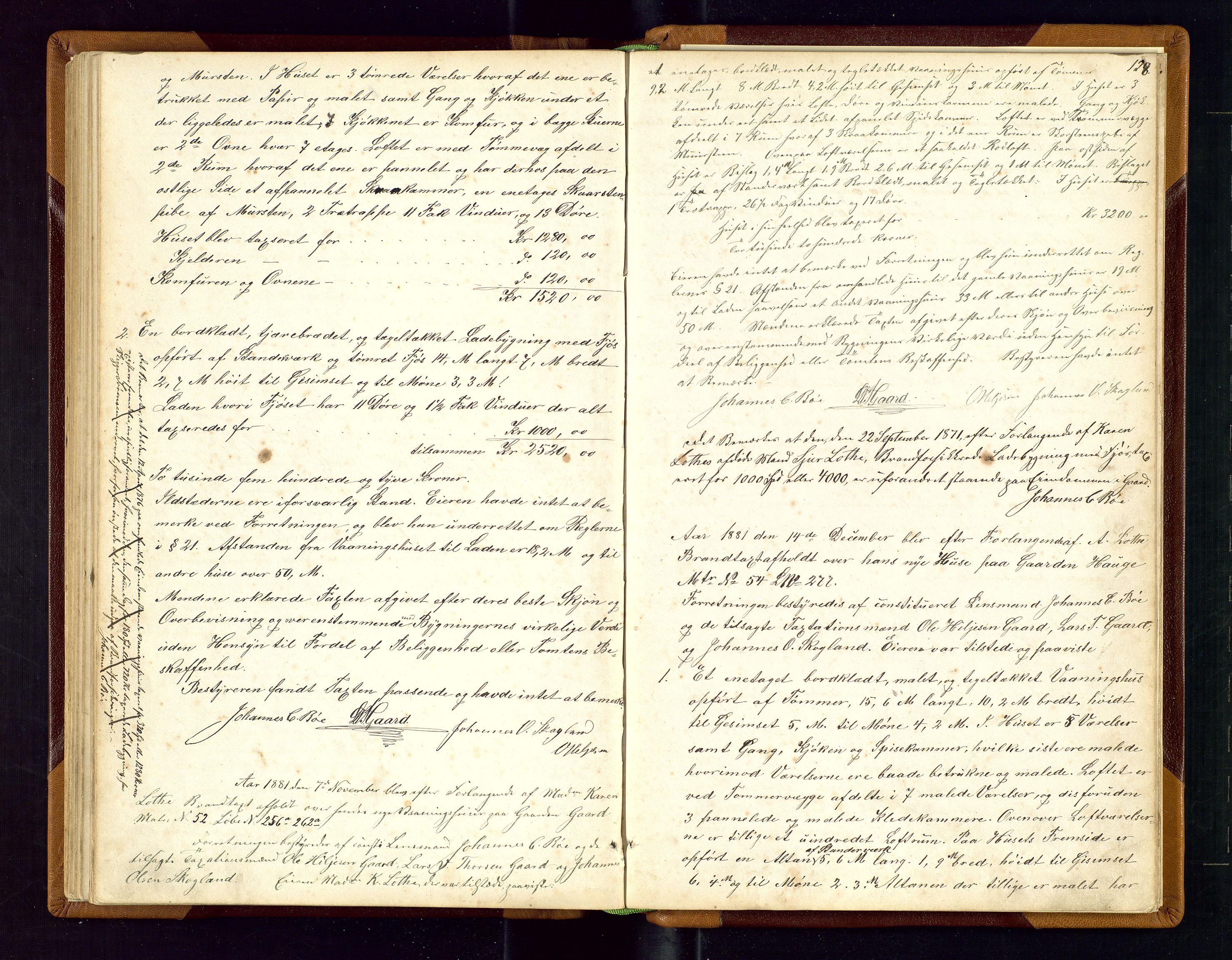 Torvestad lensmannskontor, SAST/A-100307/1/Goa/L0001: "Brandtaxationsprotokol for Torvestad Thinglag", 1867-1883, p. 127b-128a