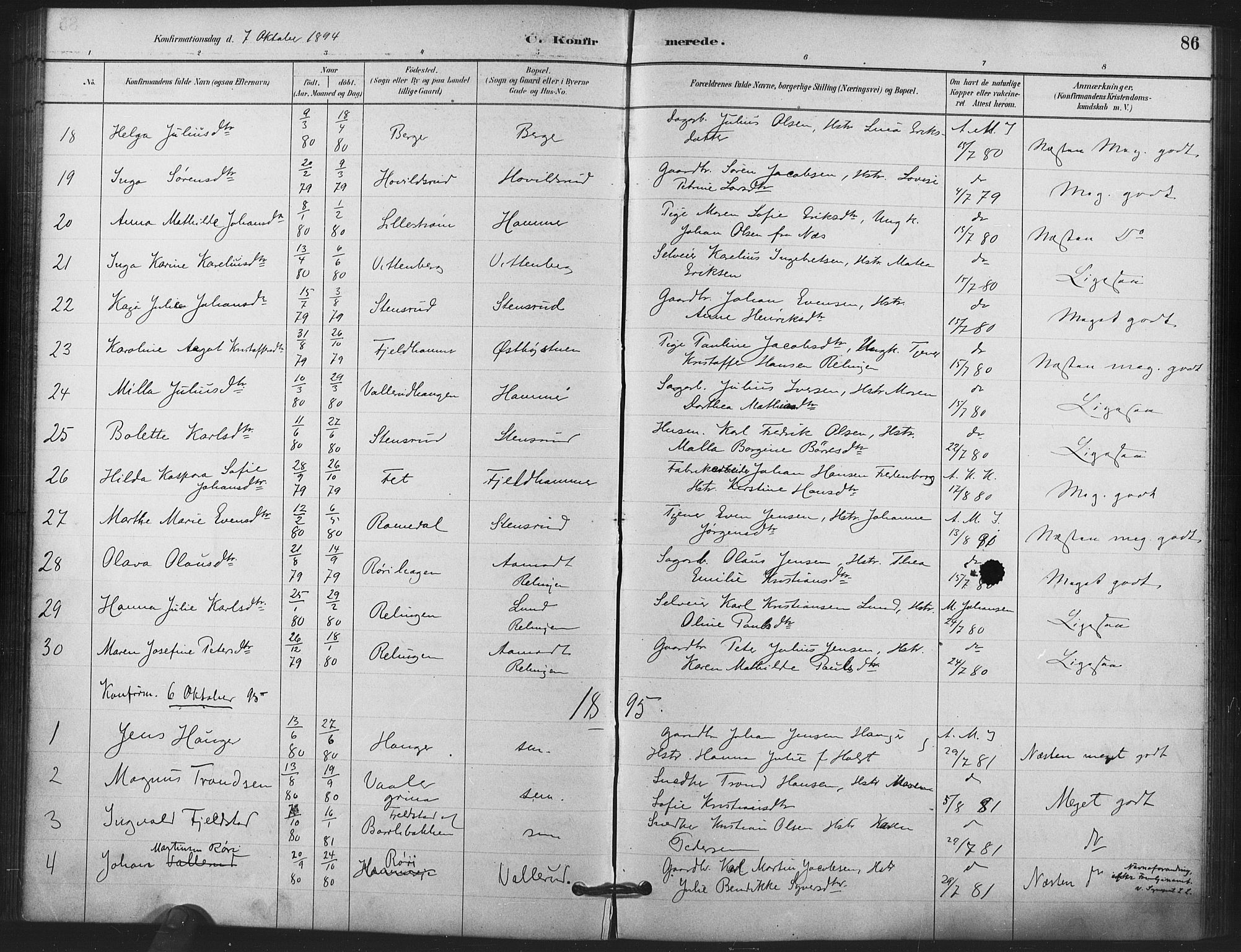 Skedsmo prestekontor Kirkebøker, AV/SAO-A-10033a/F/Fb/L0001: Parish register (official) no. II 1, 1883-1901, p. 86