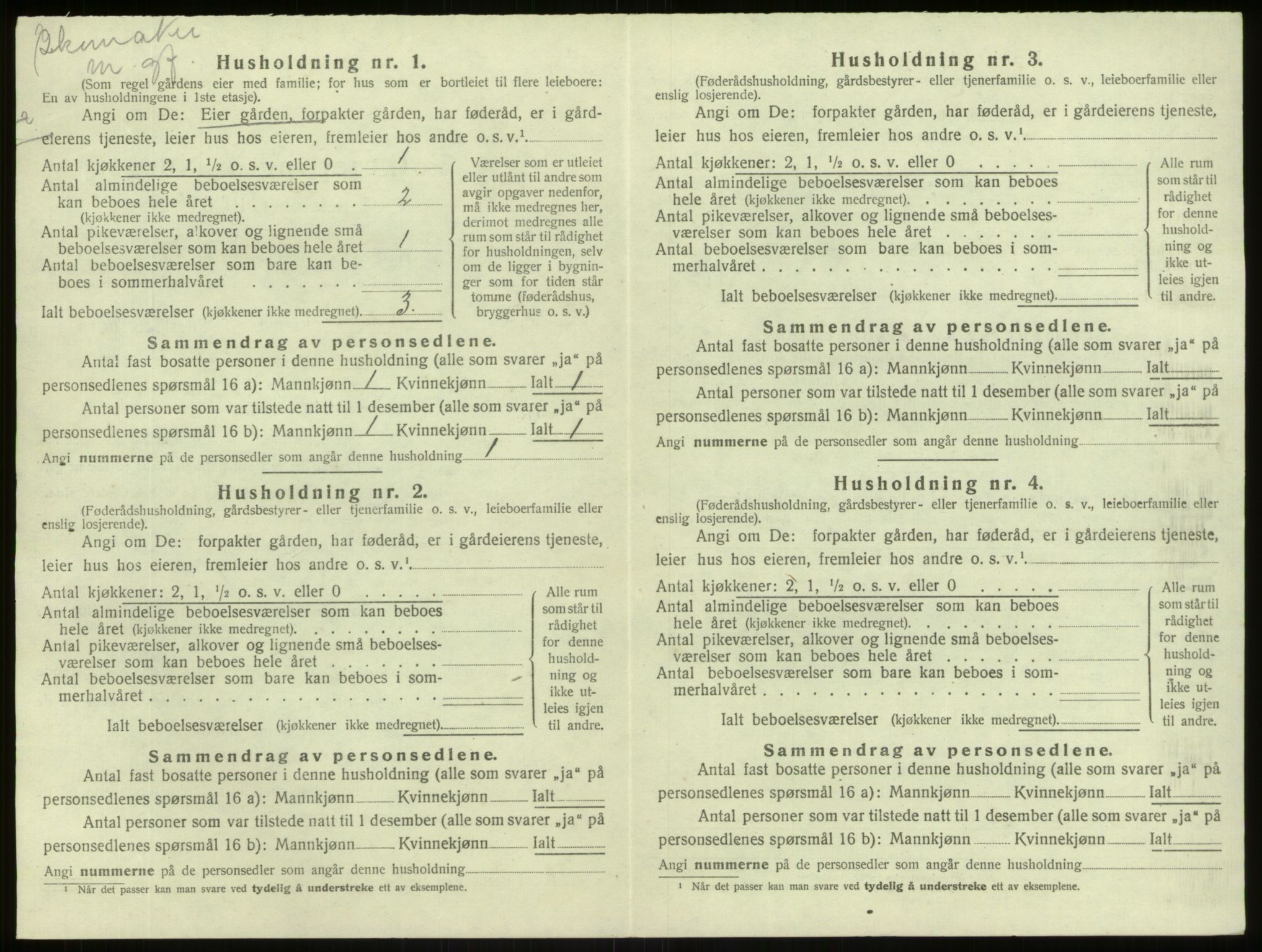 SAB, 1920 census for Lærdal, 1920, p. 765