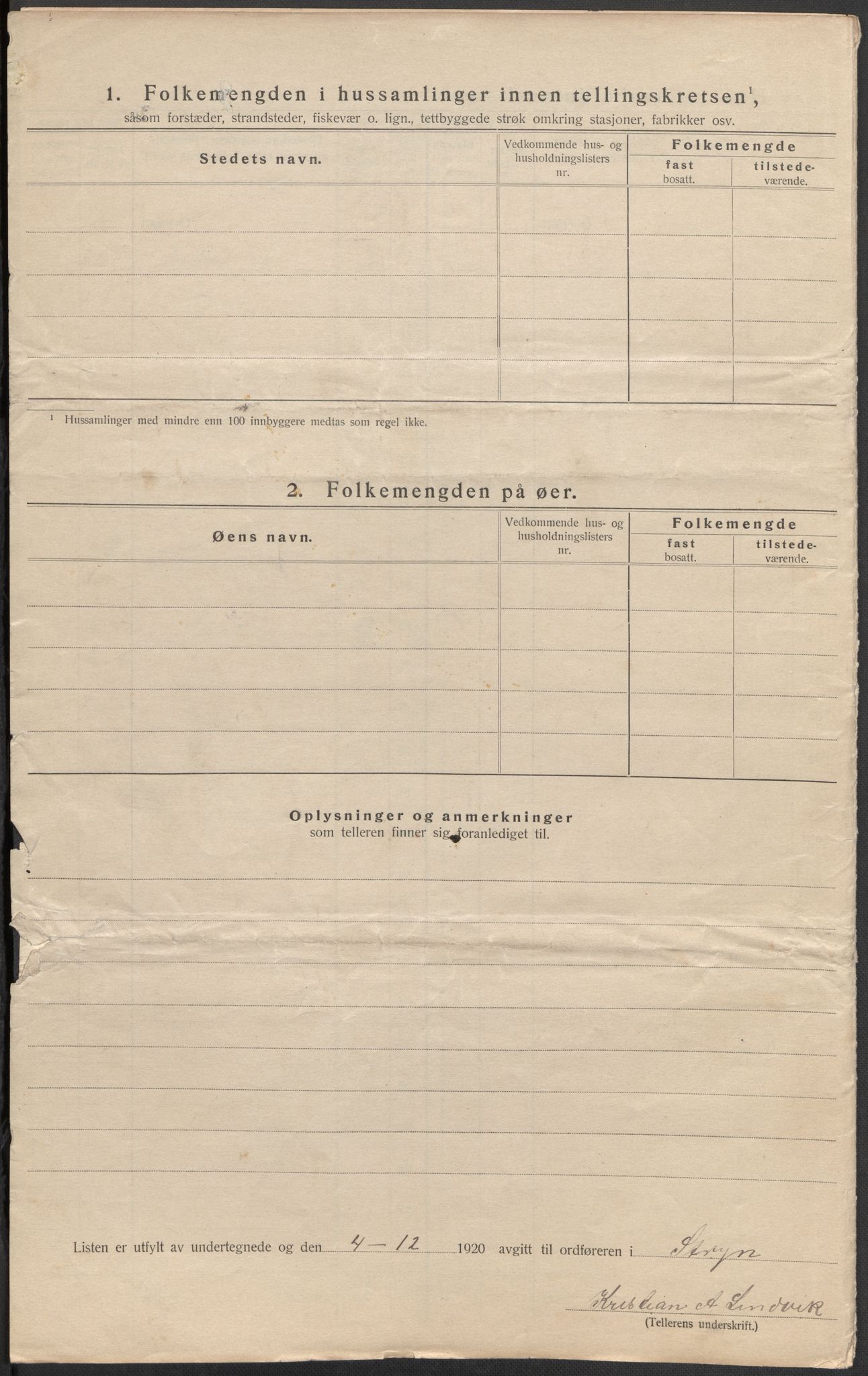 SAB, 1920 census for Stryn, 1920, p. 7