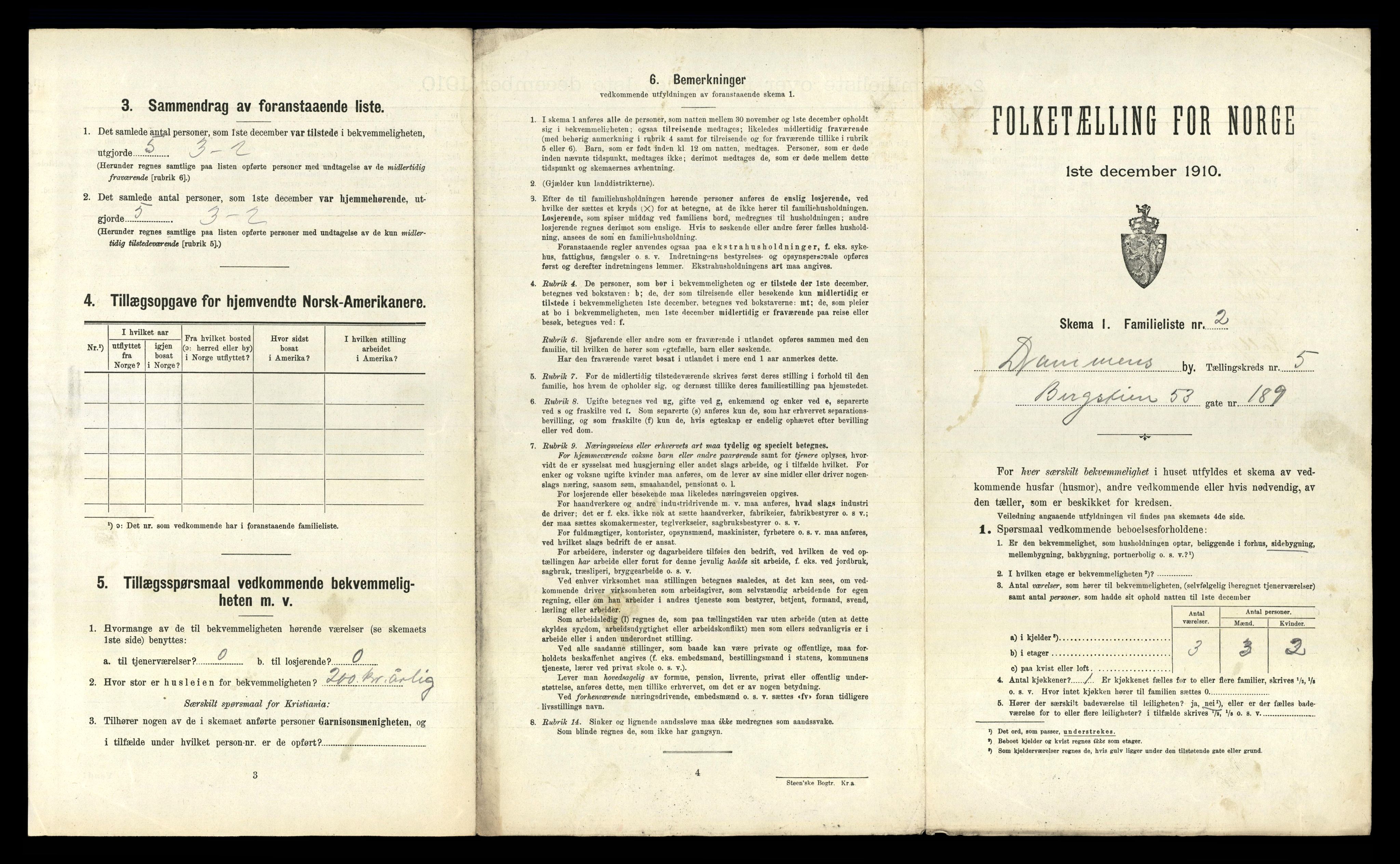 RA, 1910 census for Drammen, 1910, p. 3910