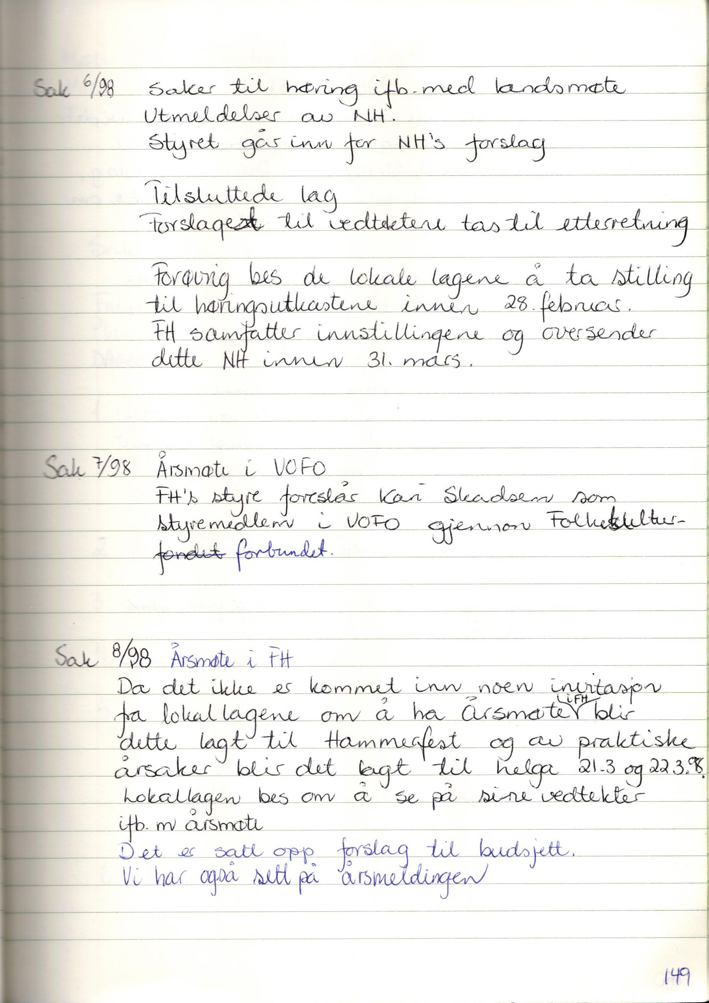 Finnmark Husflidslag, FMFB/A-1134/A/L0004: Møtebok, 1995-2000, p. 153