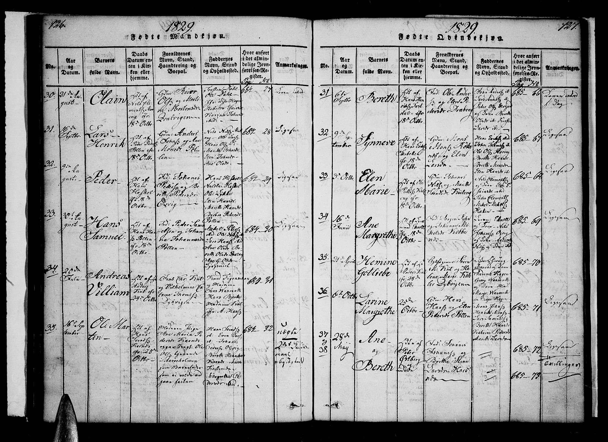 Lyngen sokneprestembete, AV/SATØ-S-1289/H/He/Hea/L0003kirke: Parish register (official) no. 3, 1822-1838, p. 126-127