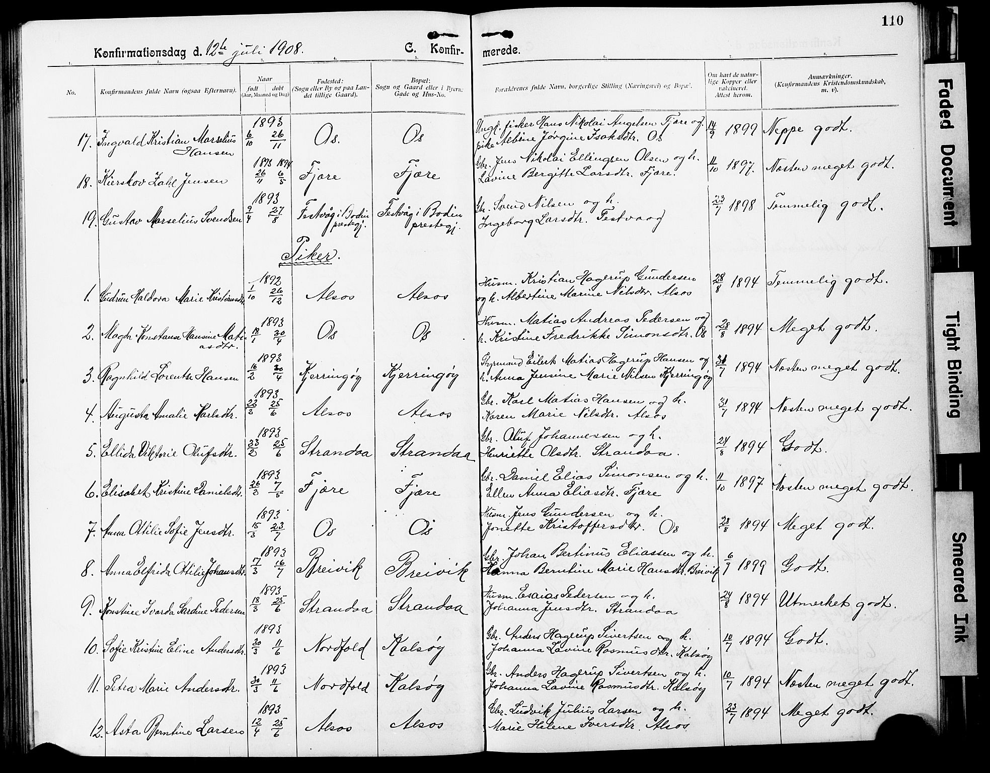 Ministerialprotokoller, klokkerbøker og fødselsregistre - Nordland, SAT/A-1459/803/L0077: Parish register (copy) no. 803C04, 1897-1930, p. 110
