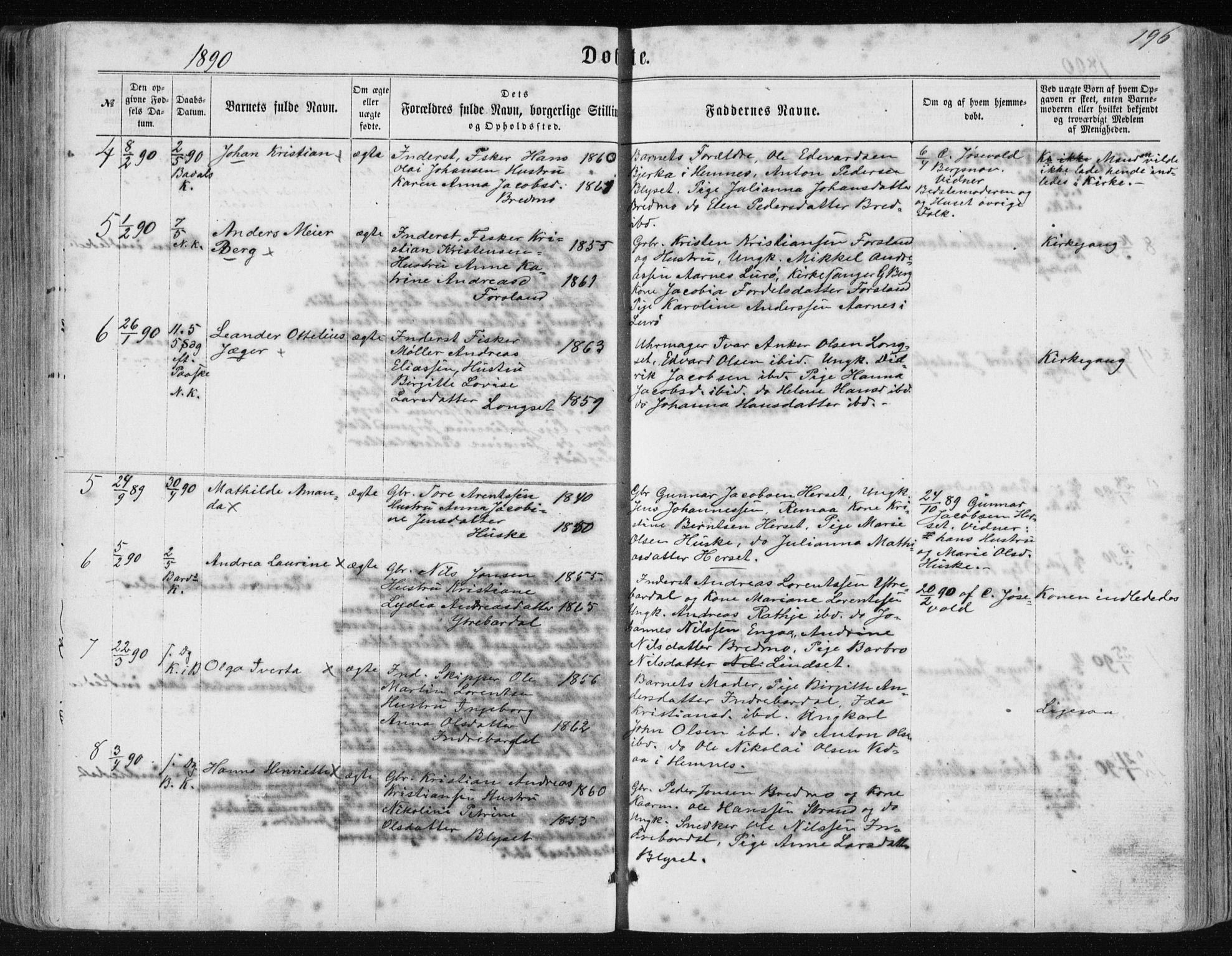 Ministerialprotokoller, klokkerbøker og fødselsregistre - Nordland, AV/SAT-A-1459/838/L0556: Parish register (copy) no. 838C03, 1861-1893, p. 196