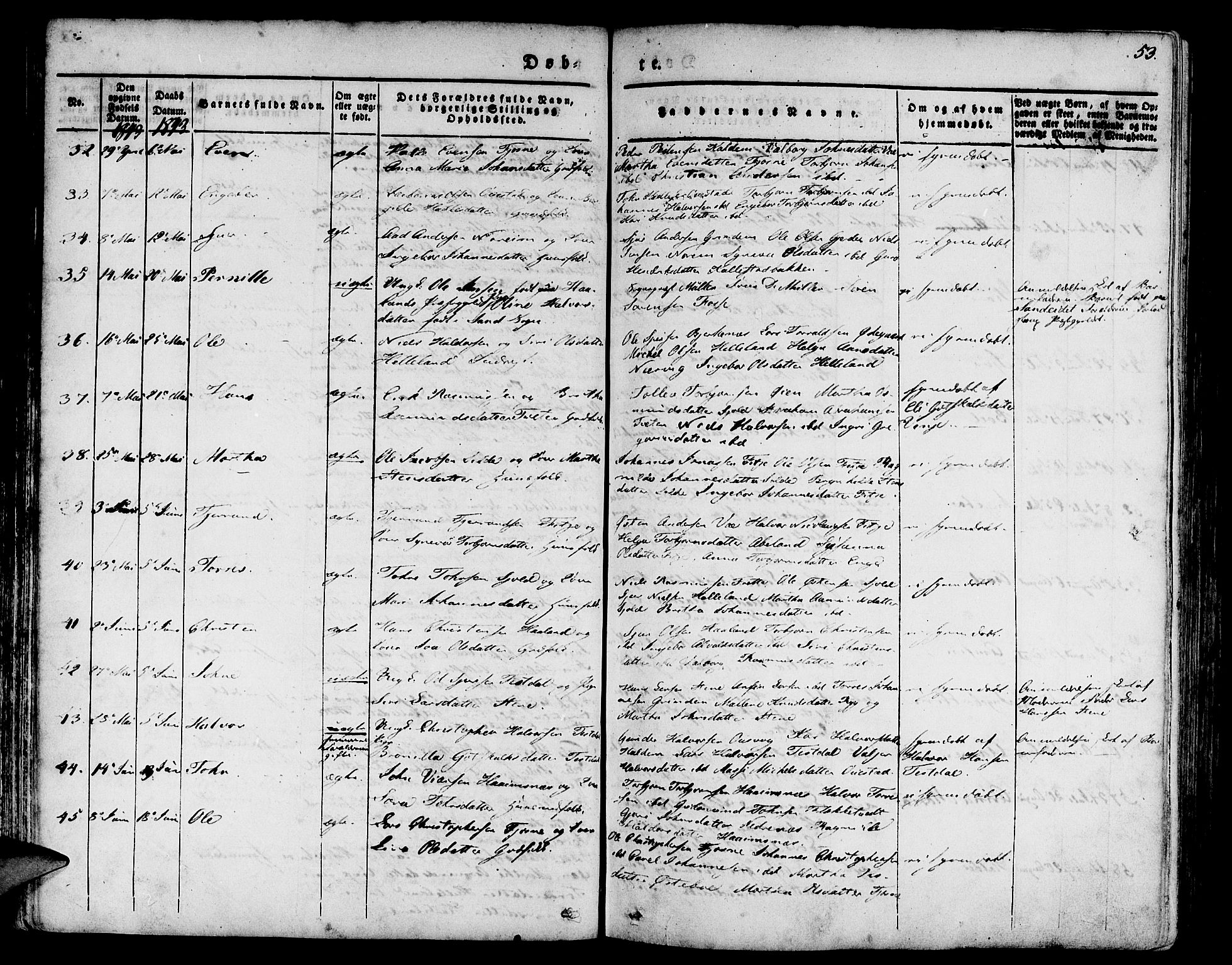 Etne sokneprestembete, AV/SAB-A-75001/H/Haa: Parish register (official) no. A 7, 1831-1847, p. 53