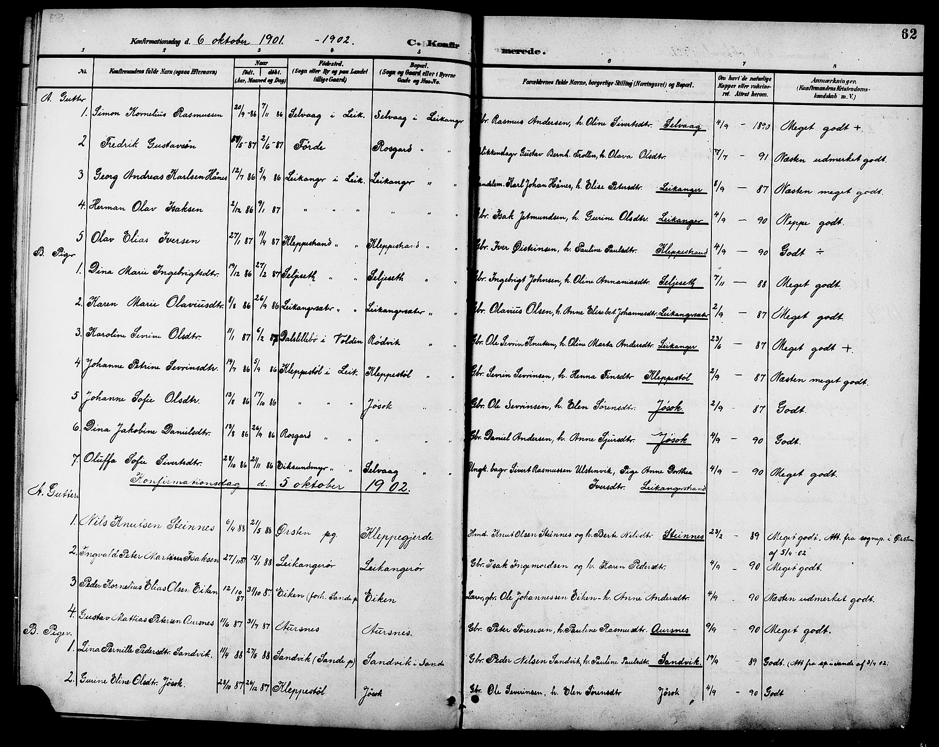 Ministerialprotokoller, klokkerbøker og fødselsregistre - Møre og Romsdal, AV/SAT-A-1454/508/L0098: Parish register (copy) no. 508C02, 1898-1916, p. 62