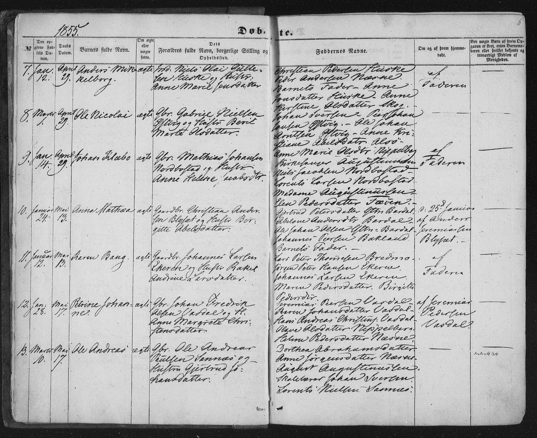 Ministerialprotokoller, klokkerbøker og fødselsregistre - Nordland, AV/SAT-A-1459/838/L0550: Parish register (official) no. 838A08, 1855-1865, p. 6