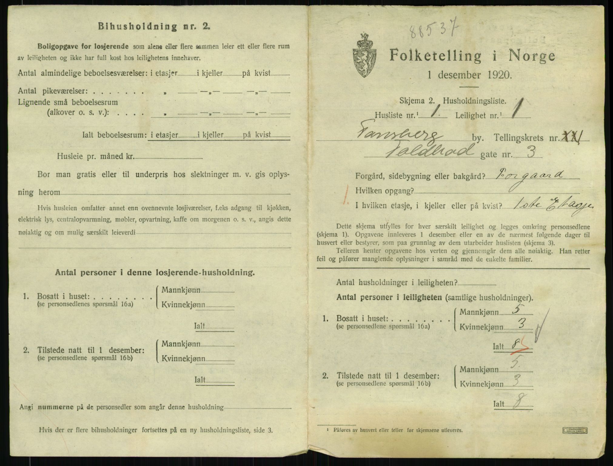 SAKO, 1920 census for Tønsberg, 1920, p. 7617