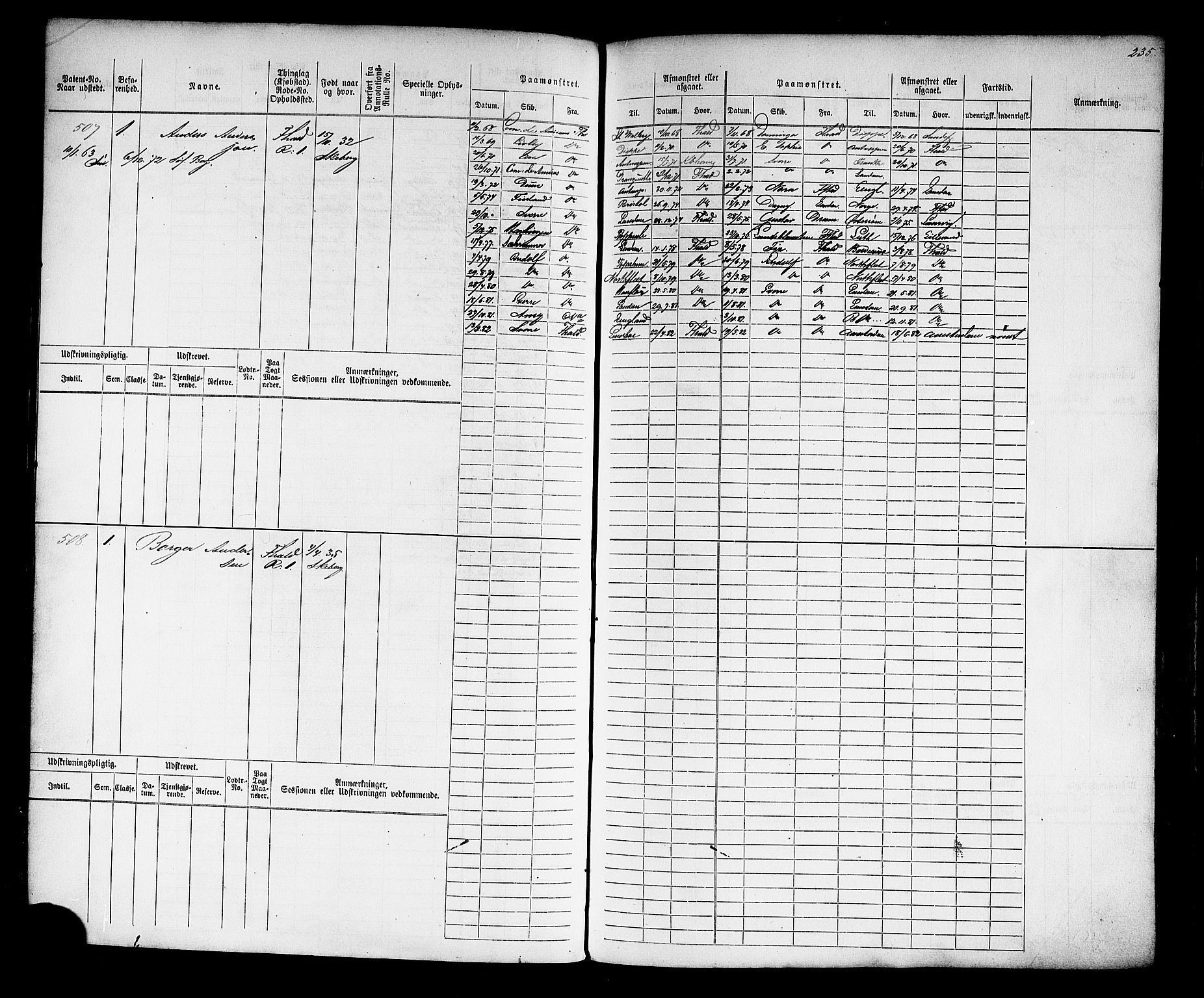 Halden mønstringskontor, AV/SAO-A-10569a/F/Fc/Fcb/L0006: Hovedrulle, 1860-1874, p. 238