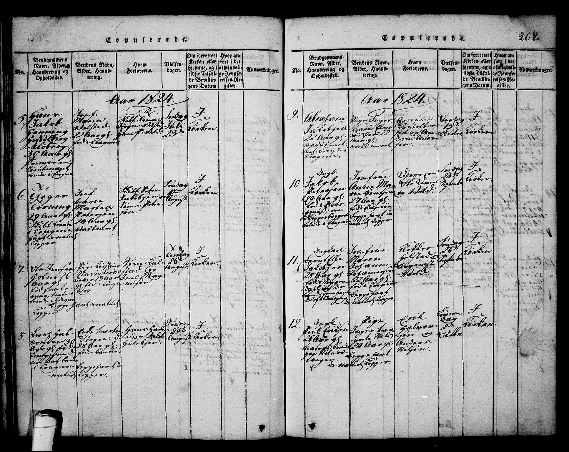 Kragerø kirkebøker, SAKO/A-278/G/Ga/L0002: Parish register (copy) no. 2, 1814-1831, p. 208