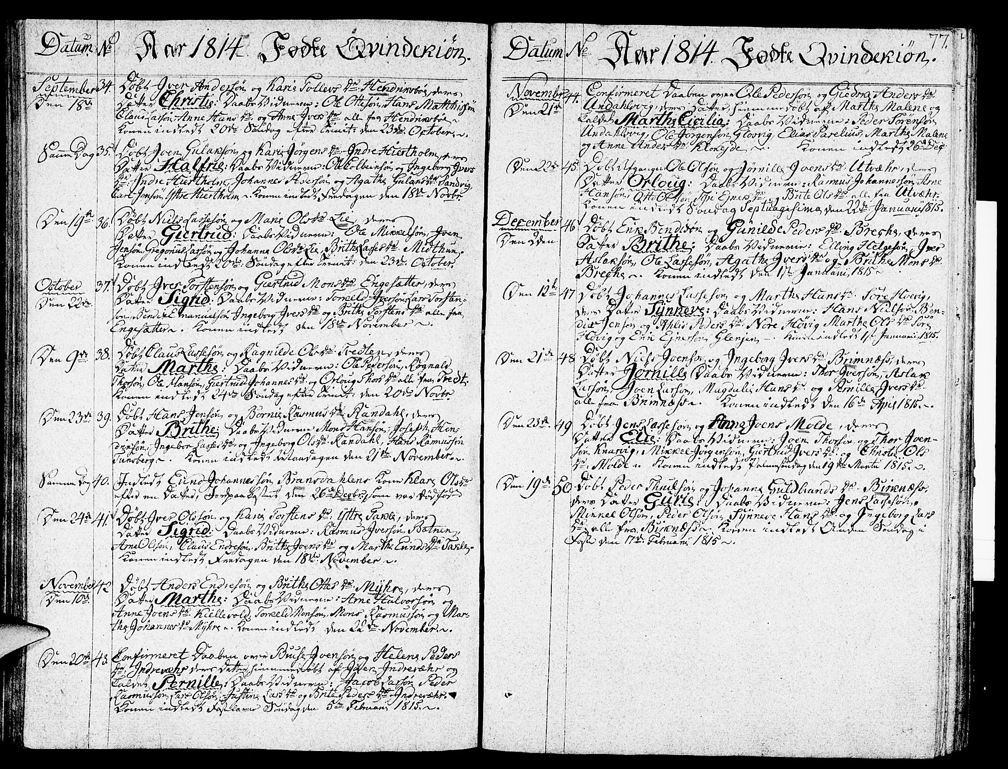 Gulen sokneprestembete, SAB/A-80201/H/Haa/Haaa/L0017: Parish register (official) no. A 17, 1809-1825, p. 77