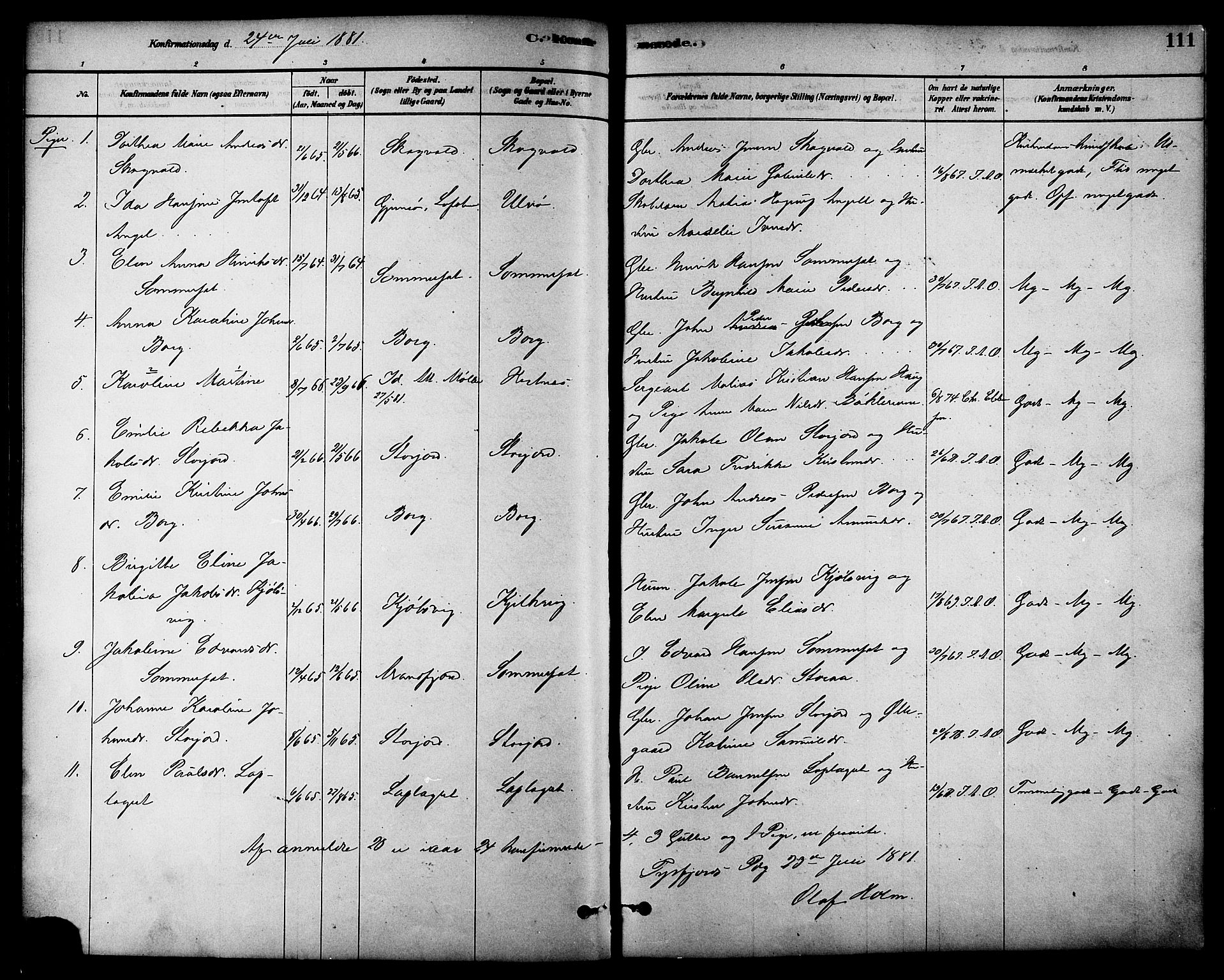 Ministerialprotokoller, klokkerbøker og fødselsregistre - Nordland, AV/SAT-A-1459/861/L0868: Parish register (official) no. 861A03, 1879-1889, p. 111