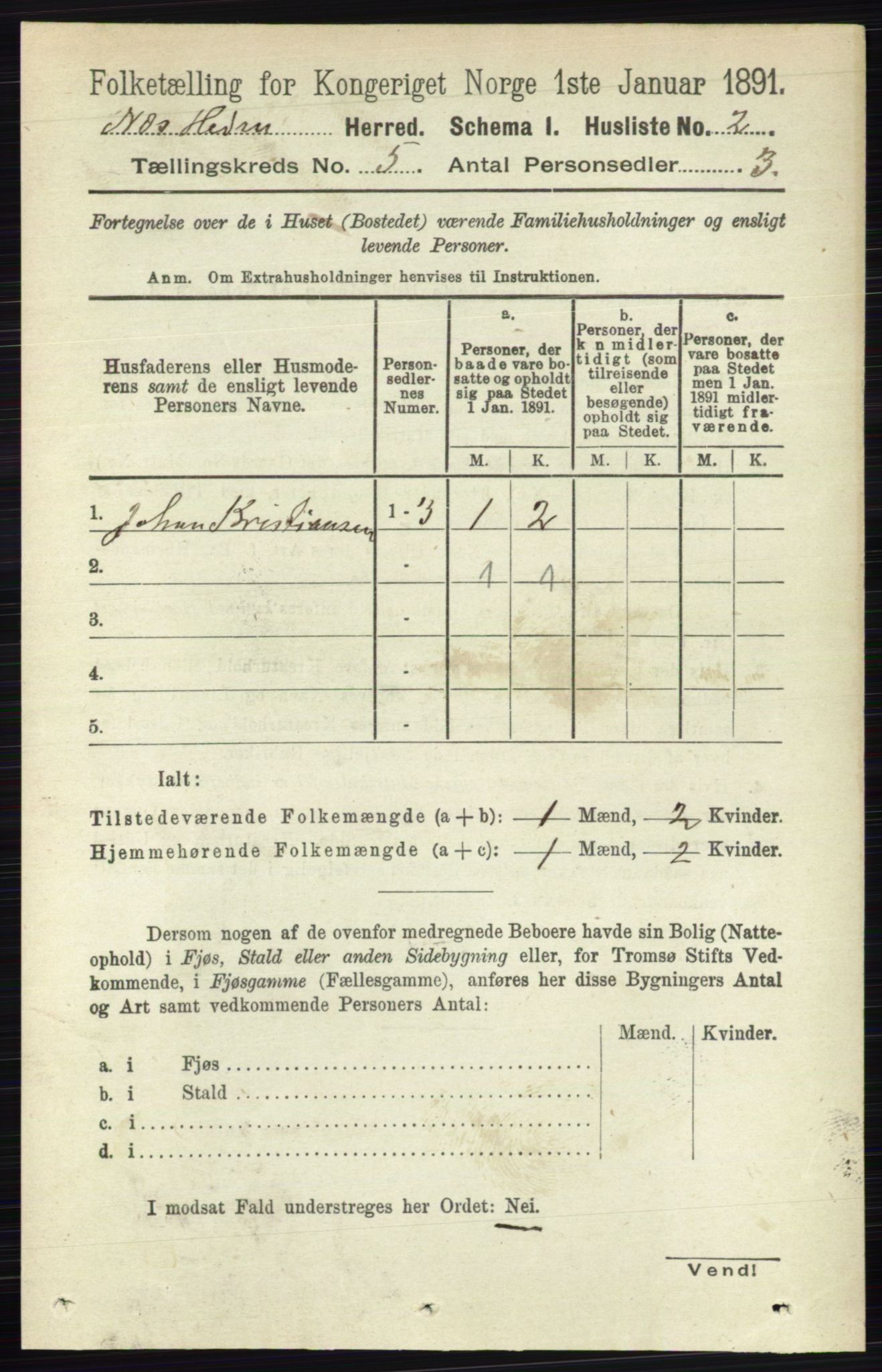 RA, 1891 census for 0411 Nes, 1891, p. 2522