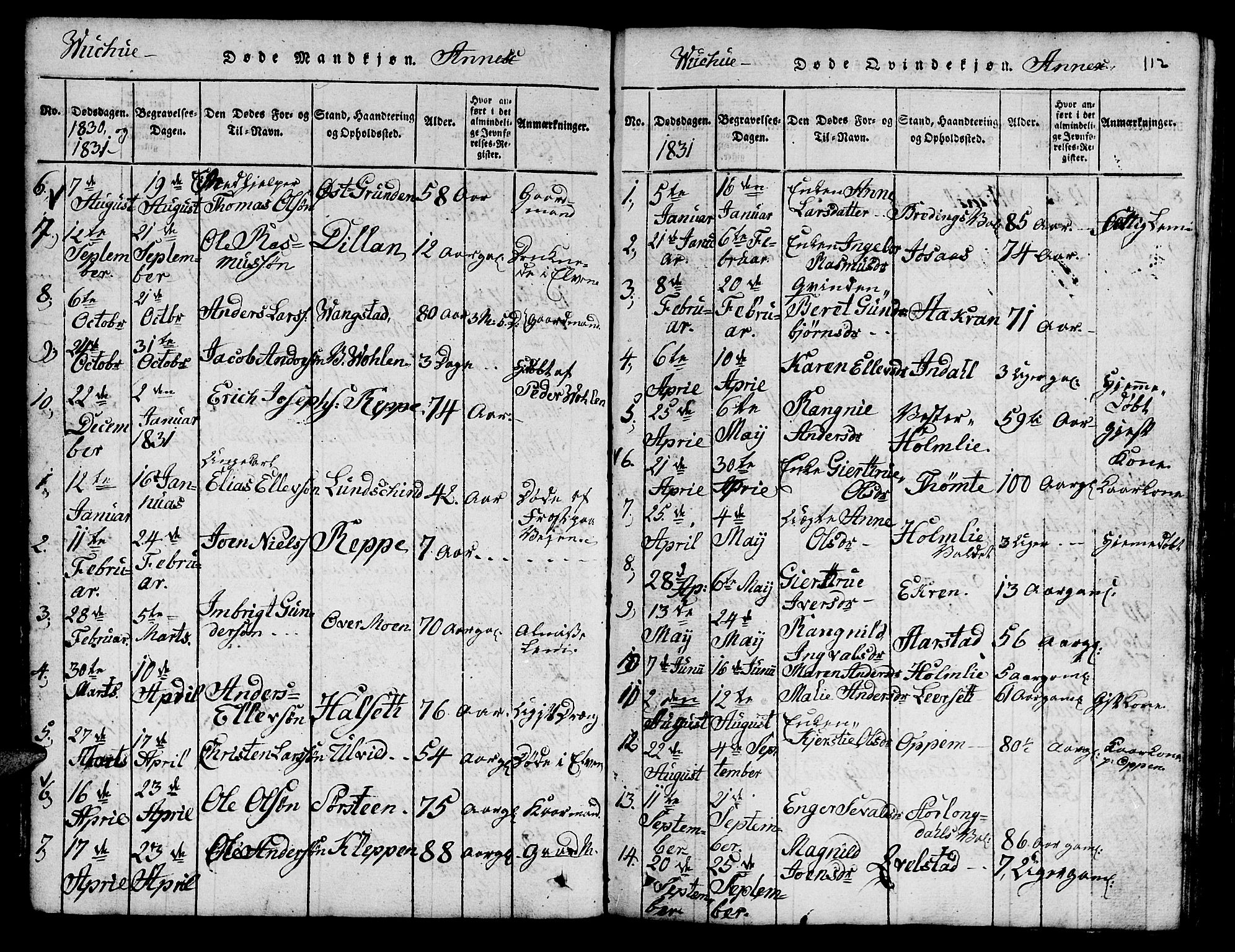 Ministerialprotokoller, klokkerbøker og fødselsregistre - Nord-Trøndelag, SAT/A-1458/724/L0265: Parish register (copy) no. 724C01, 1816-1845, p. 112