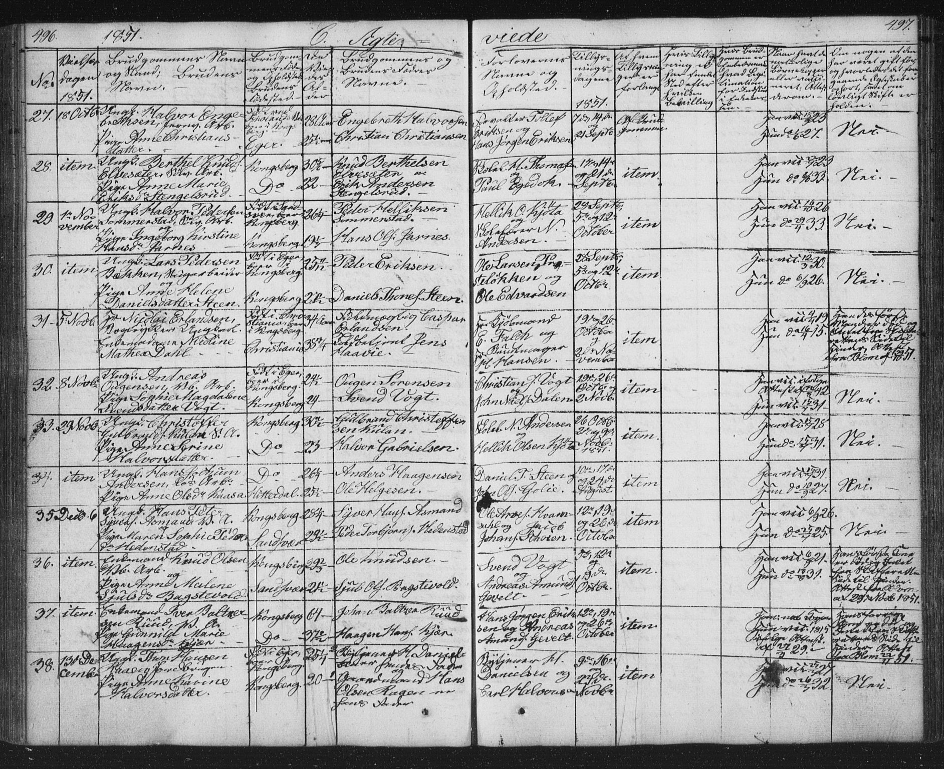 Kongsberg kirkebøker, AV/SAKO-A-22/G/Ga/L0002: Parish register (copy) no. 2, 1839-1858, p. 496-497