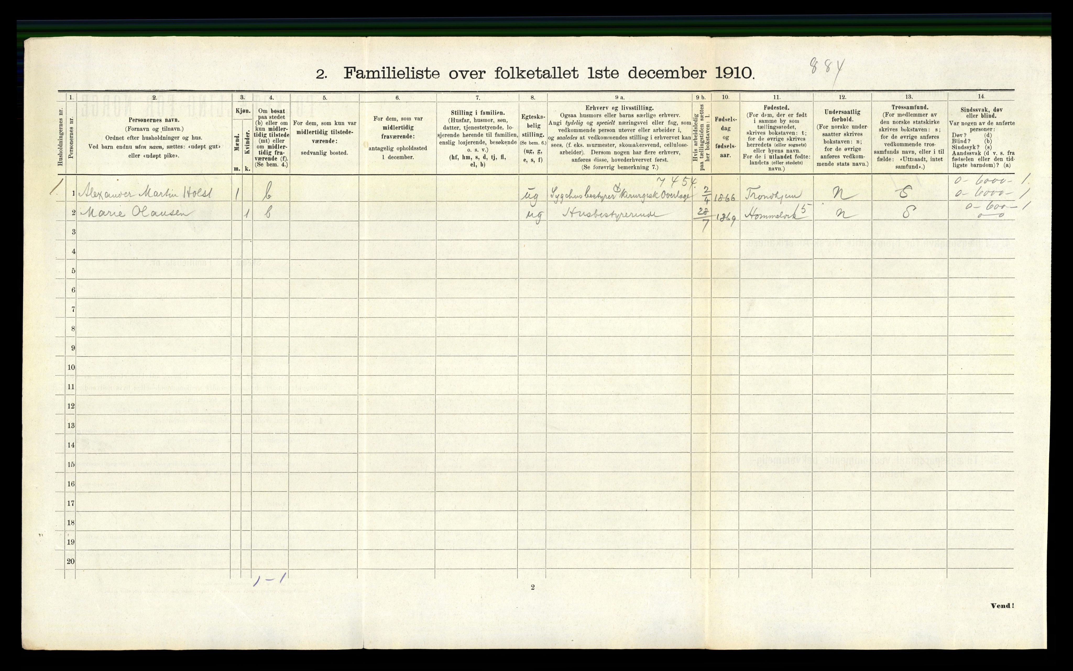 RA, 1910 census for Trondheim, 1910, p. 11540