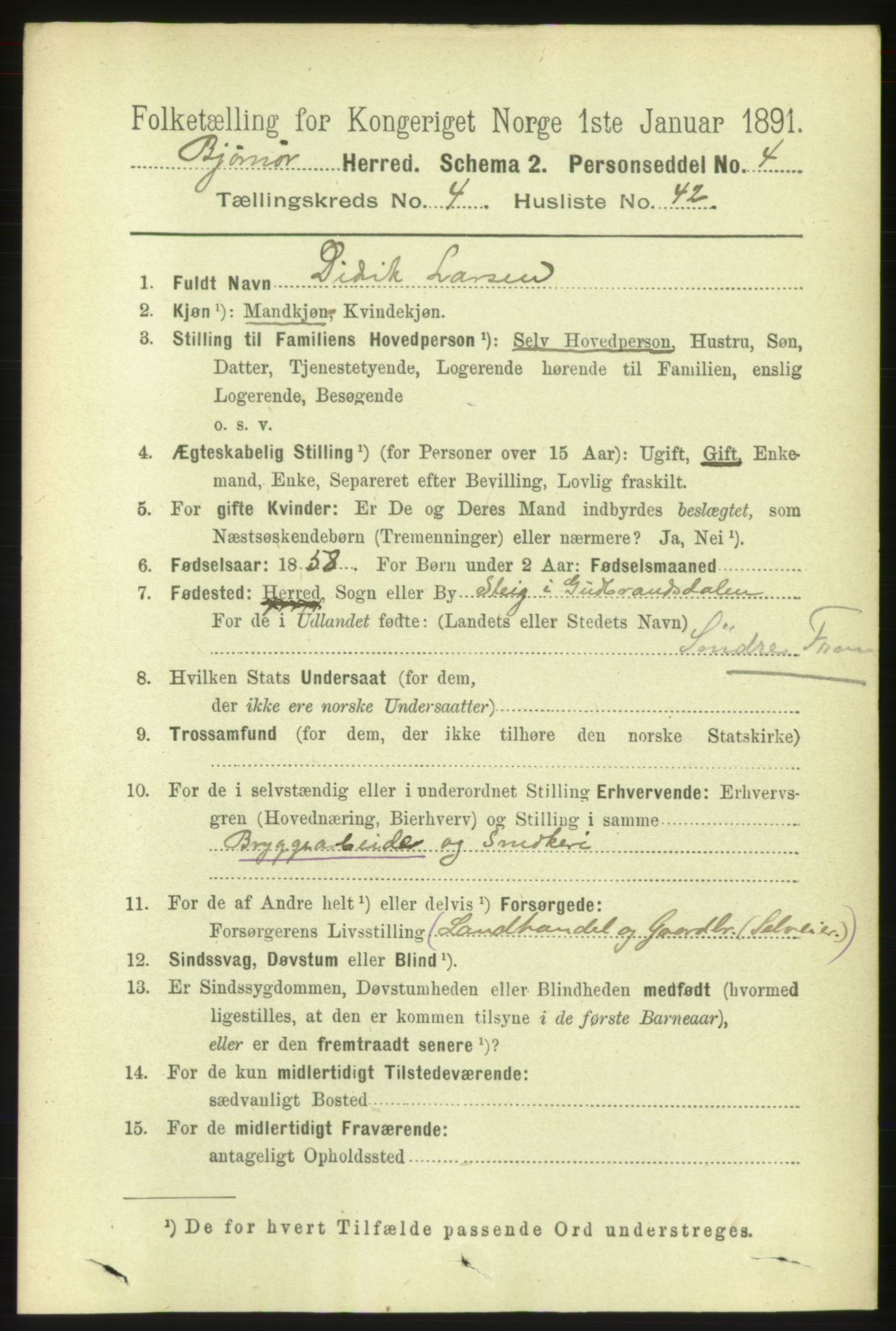 RA, 1891 census for 1632 Bjørnør, 1891, p. 2115