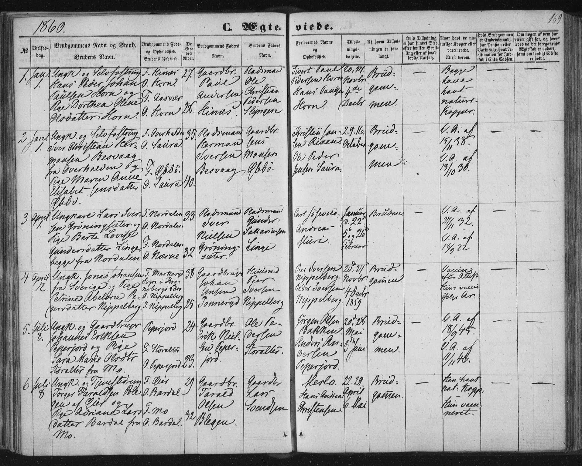 Ministerialprotokoller, klokkerbøker og fødselsregistre - Nordland, AV/SAT-A-1459/838/L0550: Parish register (official) no. 838A08, 1855-1865, p. 169