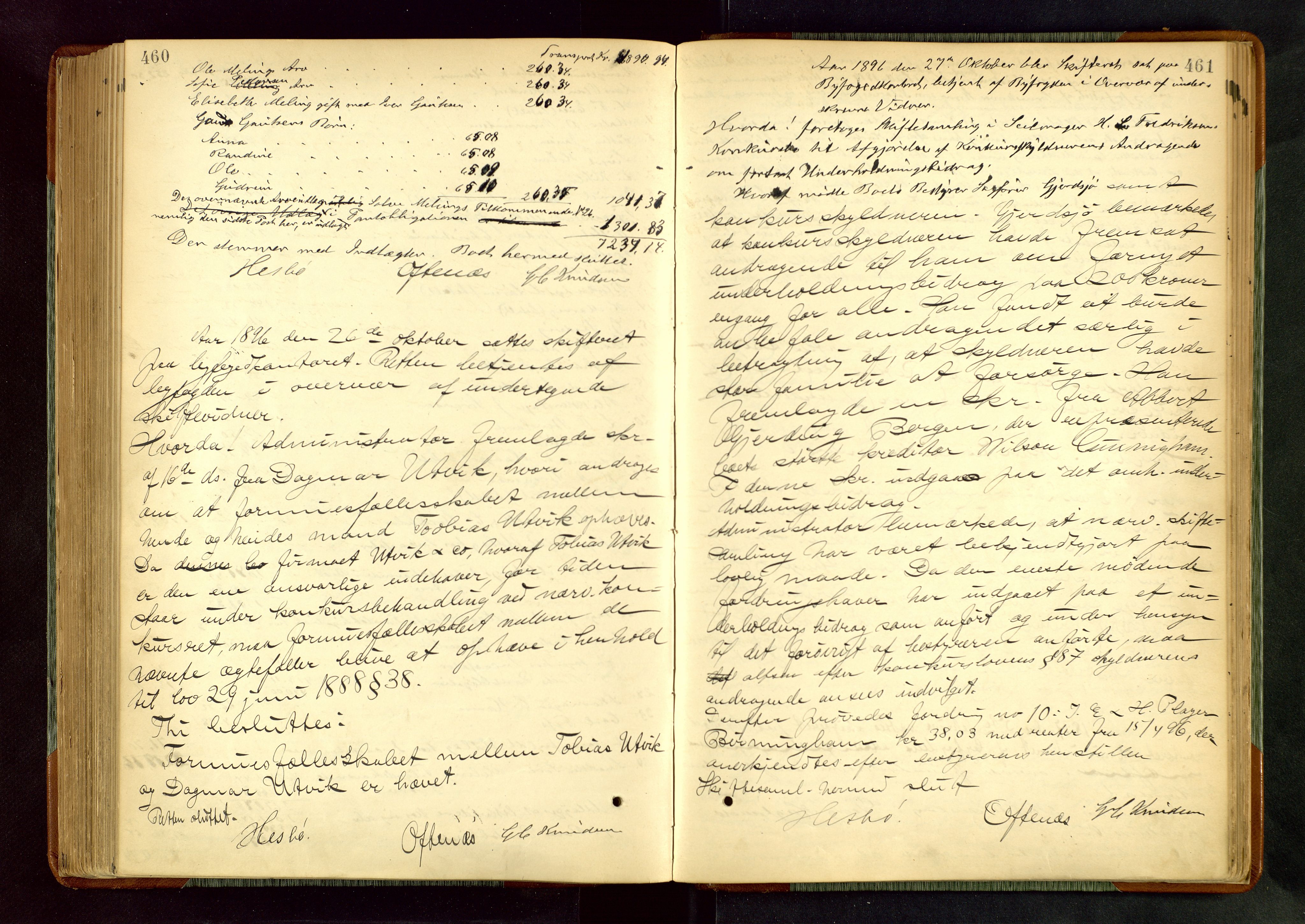 Haugesund tingrett, AV/SAST-A-101415/01/IV/IVA/L0005: Skifteprotokoll med register, 1887-1900, p. 460-461