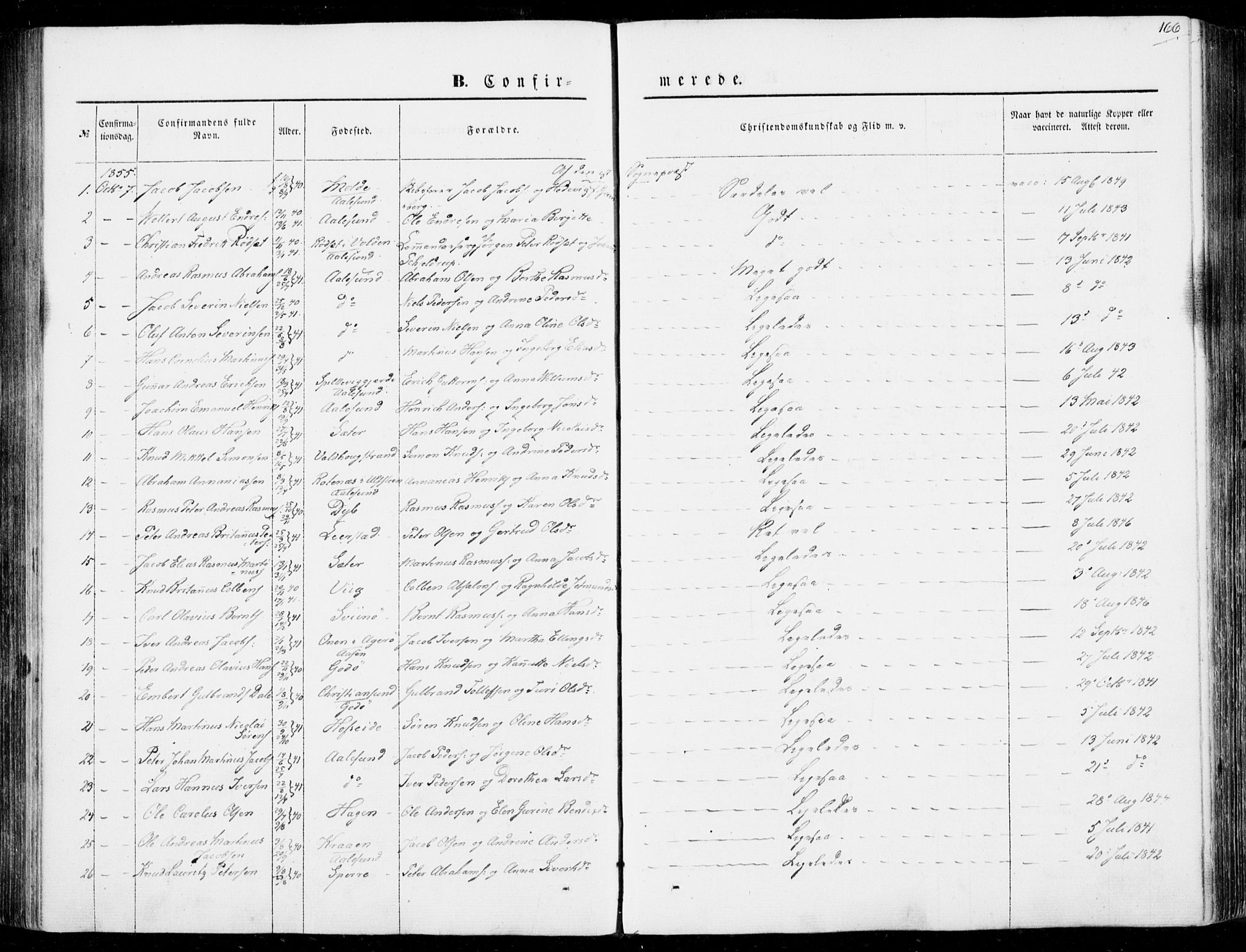 Ministerialprotokoller, klokkerbøker og fødselsregistre - Møre og Romsdal, AV/SAT-A-1454/528/L0397: Parish register (official) no. 528A08, 1848-1858, p. 166