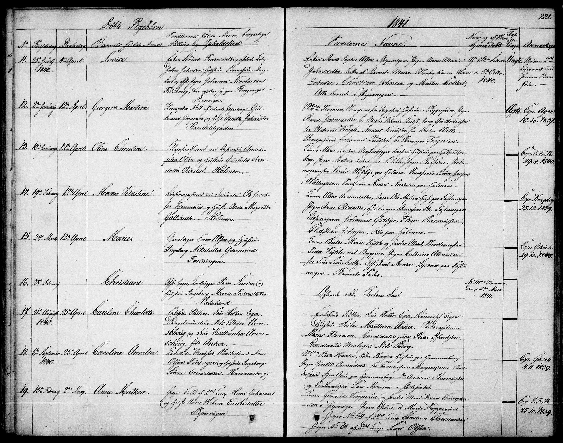 Garnisonsmenigheten Kirkebøker, AV/SAO-A-10846/F/Fa/L0006: Parish register (official) no. 6, 1828-1841, p. 221