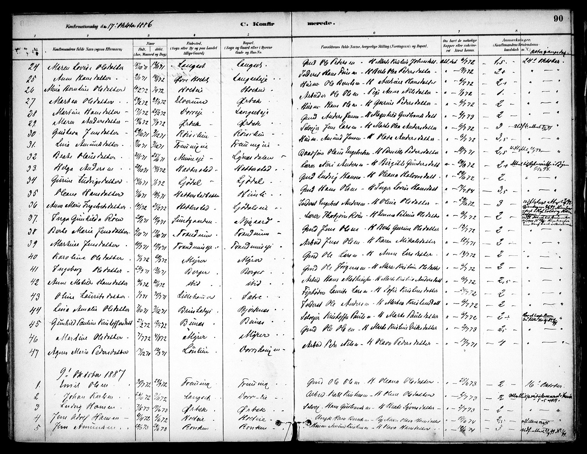 Eidsvoll prestekontor Kirkebøker, SAO/A-10888/F/Fb/L0001: Parish register (official) no. II 1, 1882-1897, p. 90