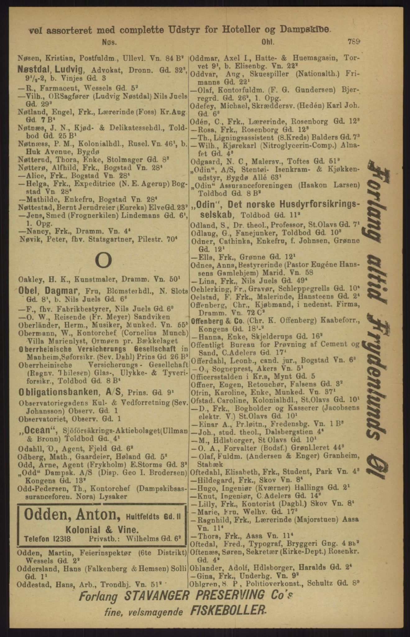 Kristiania/Oslo adressebok, PUBL/-, 1911, p. 789