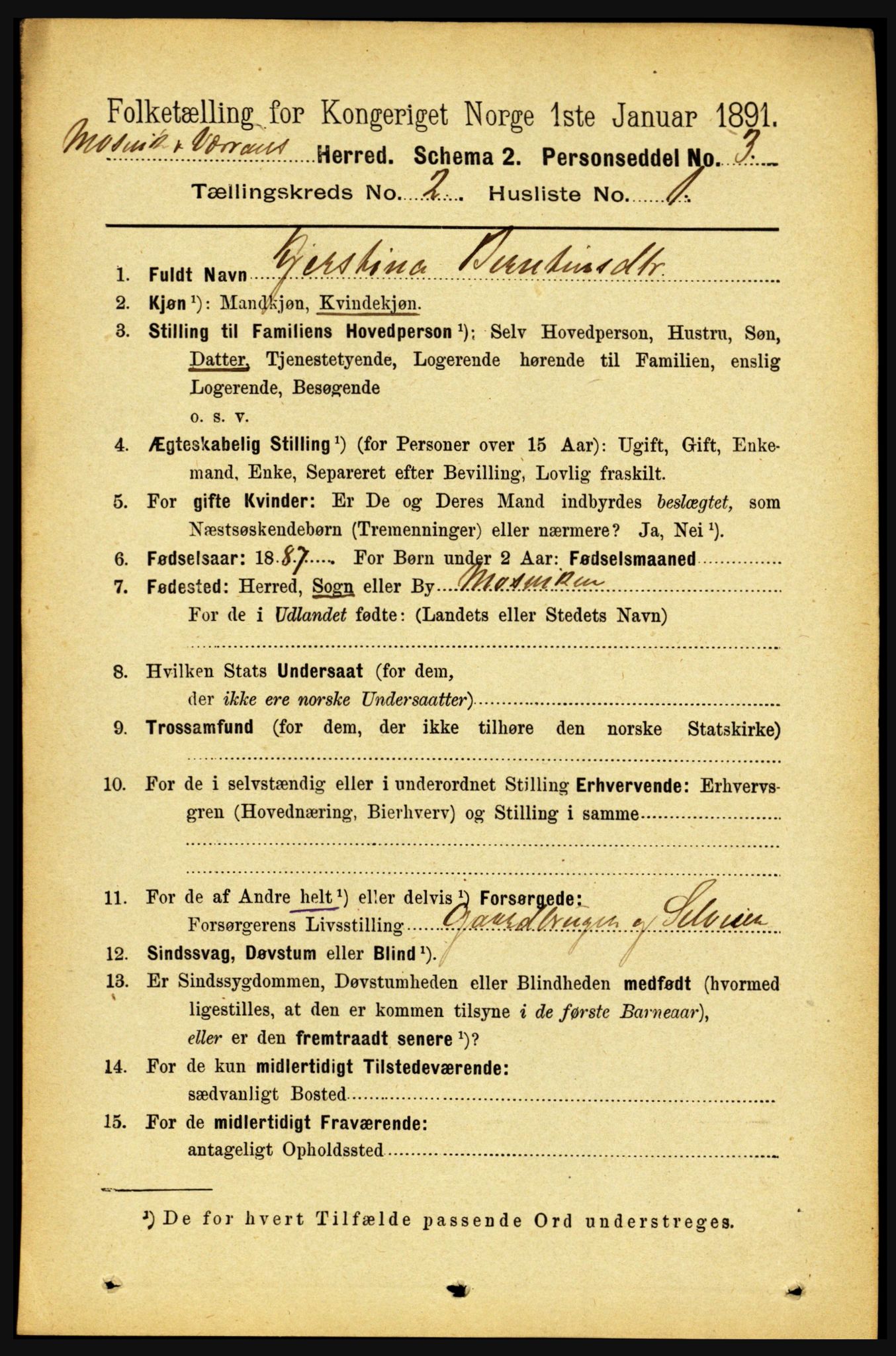 RA, 1891 census for 1723 Mosvik og Verran, 1891, p. 489