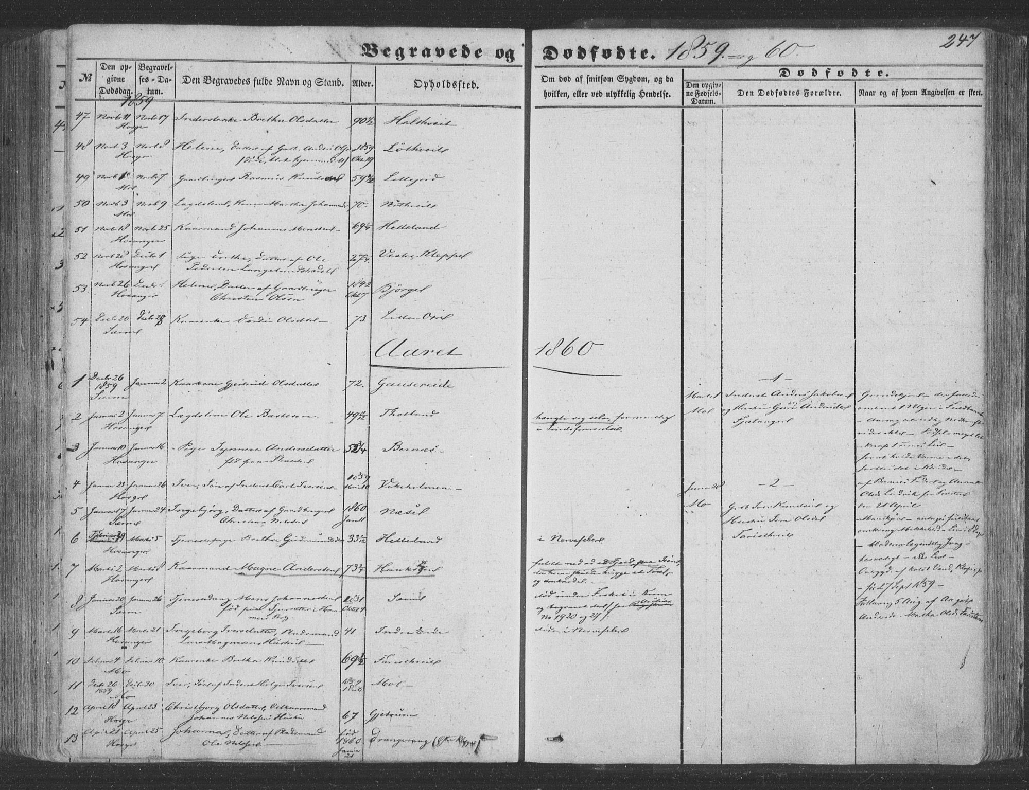 Hosanger sokneprestembete, AV/SAB-A-75801/H/Haa: Parish register (official) no. A 8, 1849-1863, p. 247