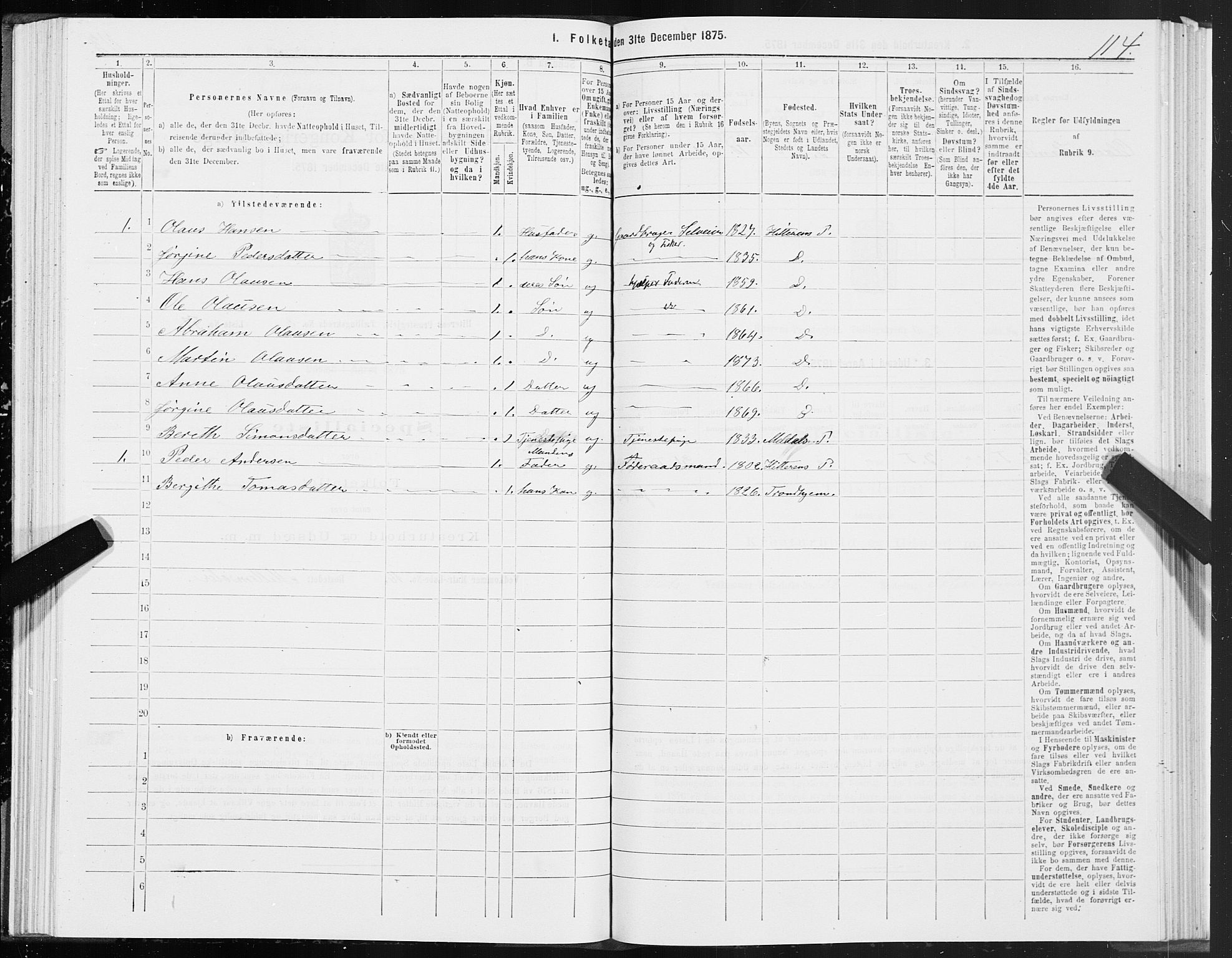 SAT, 1875 census for 1617P Hitra, 1875, p. 2114