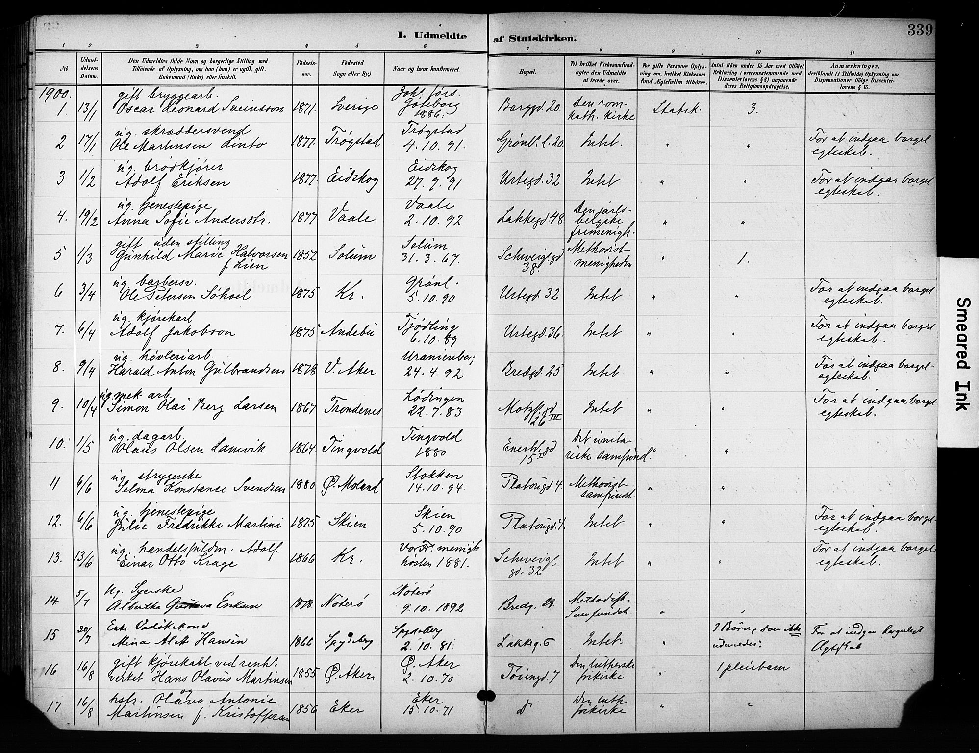 Grønland prestekontor Kirkebøker, SAO/A-10848/F/Fa/L0015: Parish register (official) no. 15, 1899-1919, p. 339