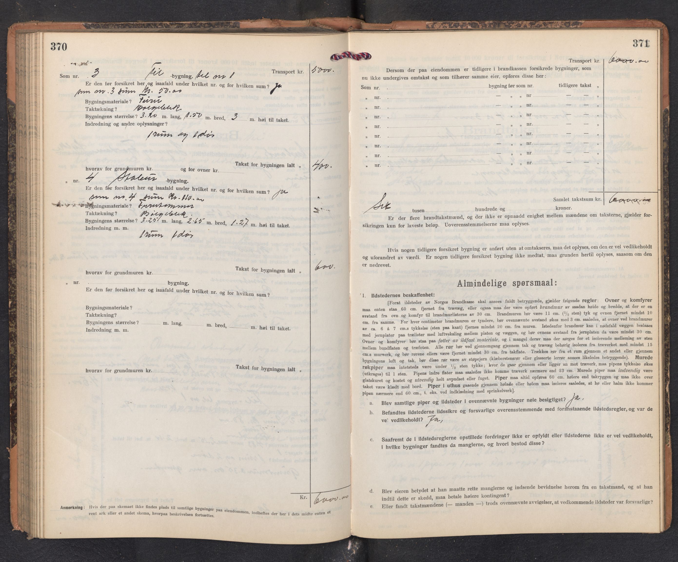 Lensmannen i Aurland, AV/SAB-A-26401/0012/L0006: Branntakstprotokoll, skjematakst, 1916-1922, p. 370-371