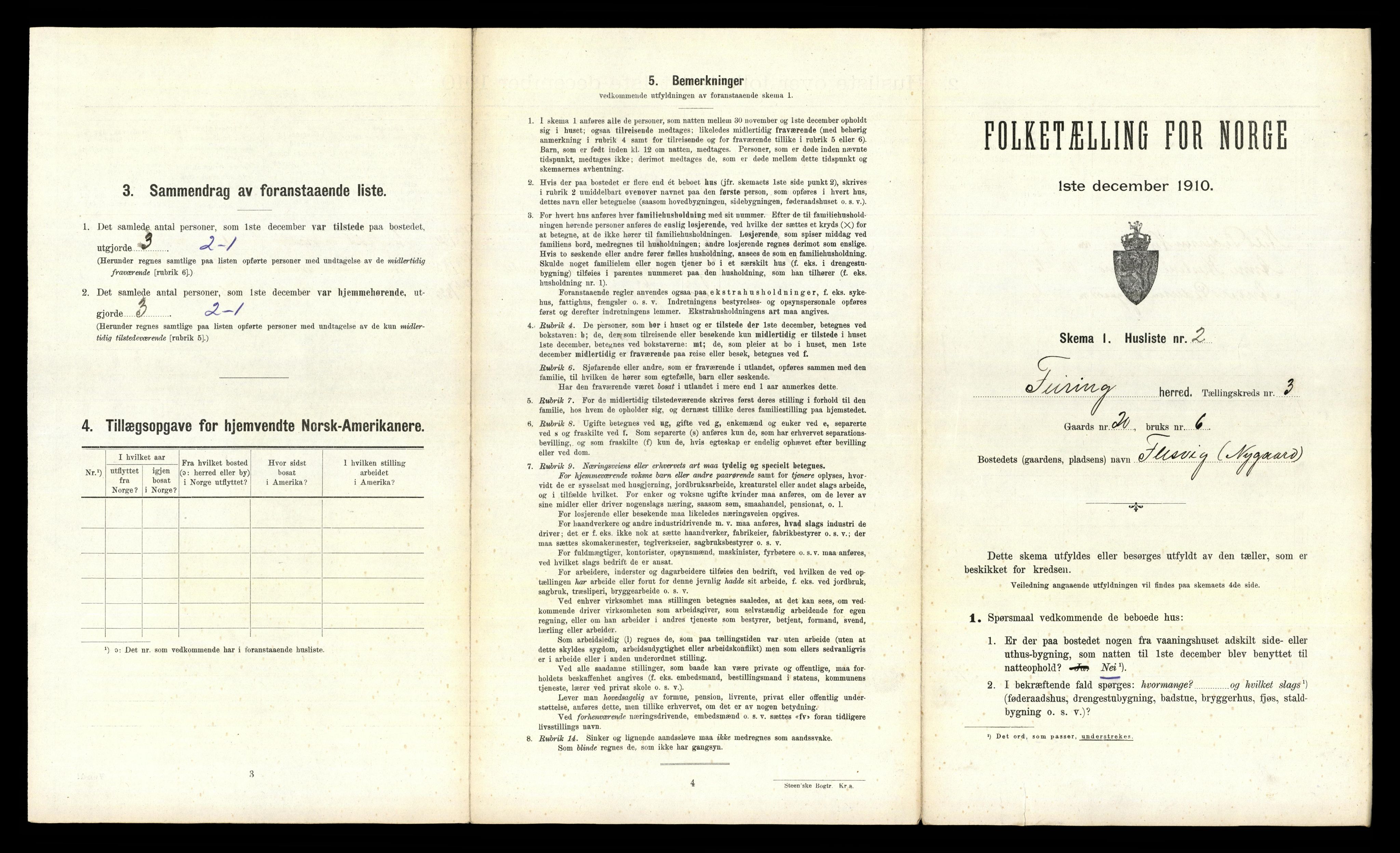 RA, 1910 census for Feiring, 1910, p. 224