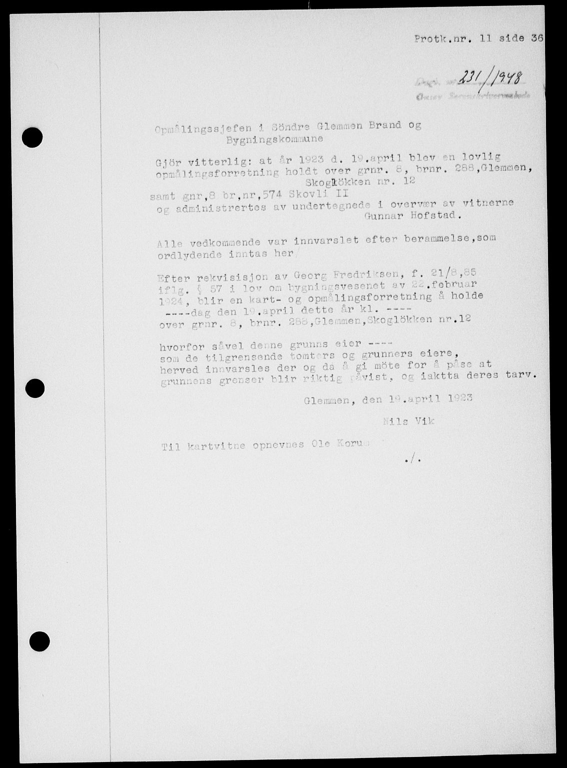Onsøy sorenskriveri, SAO/A-10474/G/Ga/Gab/L0022: Mortgage book no. II A-22, 1947-1948, Diary no: : 231/1948